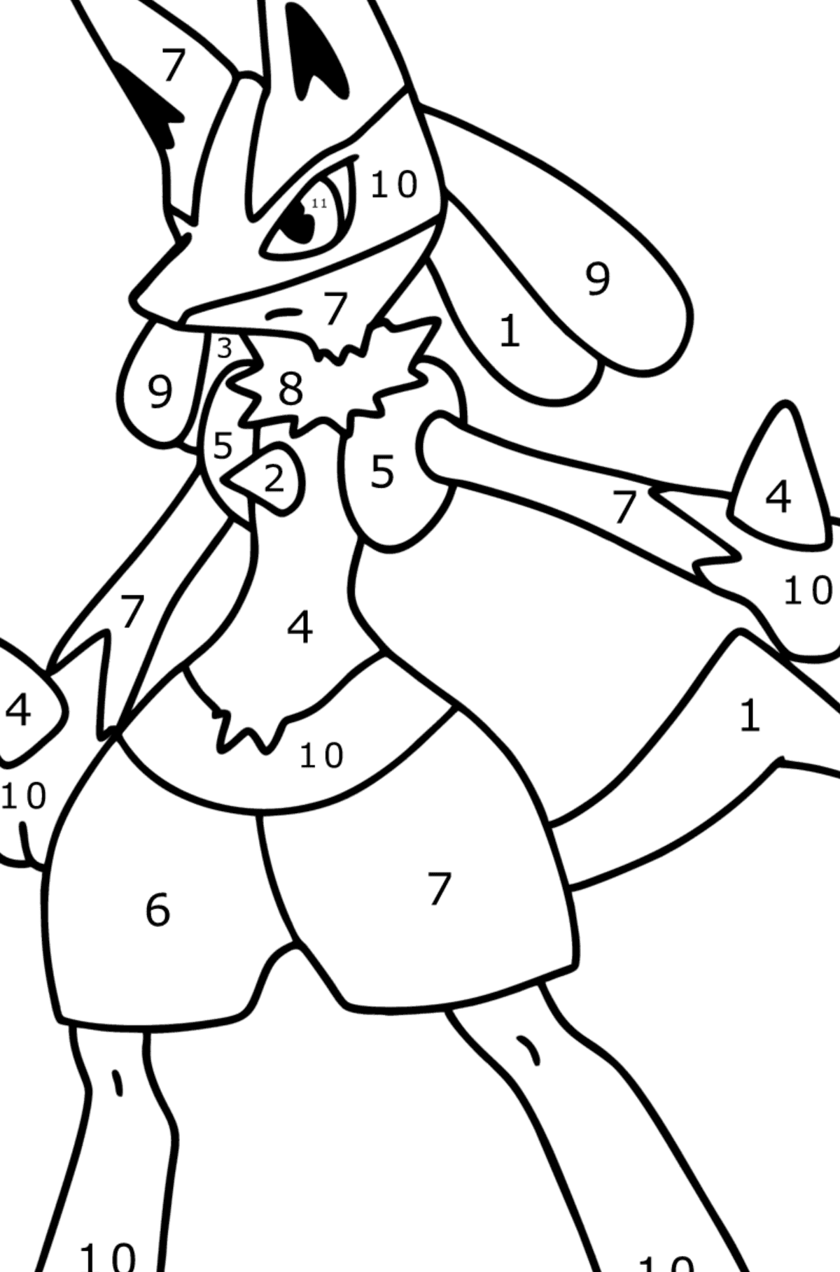 Coloring page Pokemon Go Lucario - Coloring by Numbers for Kids