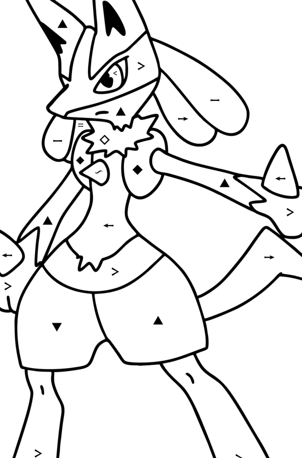 Coloring page Pokemon Go Lucario - Coloring by Symbols for Kids