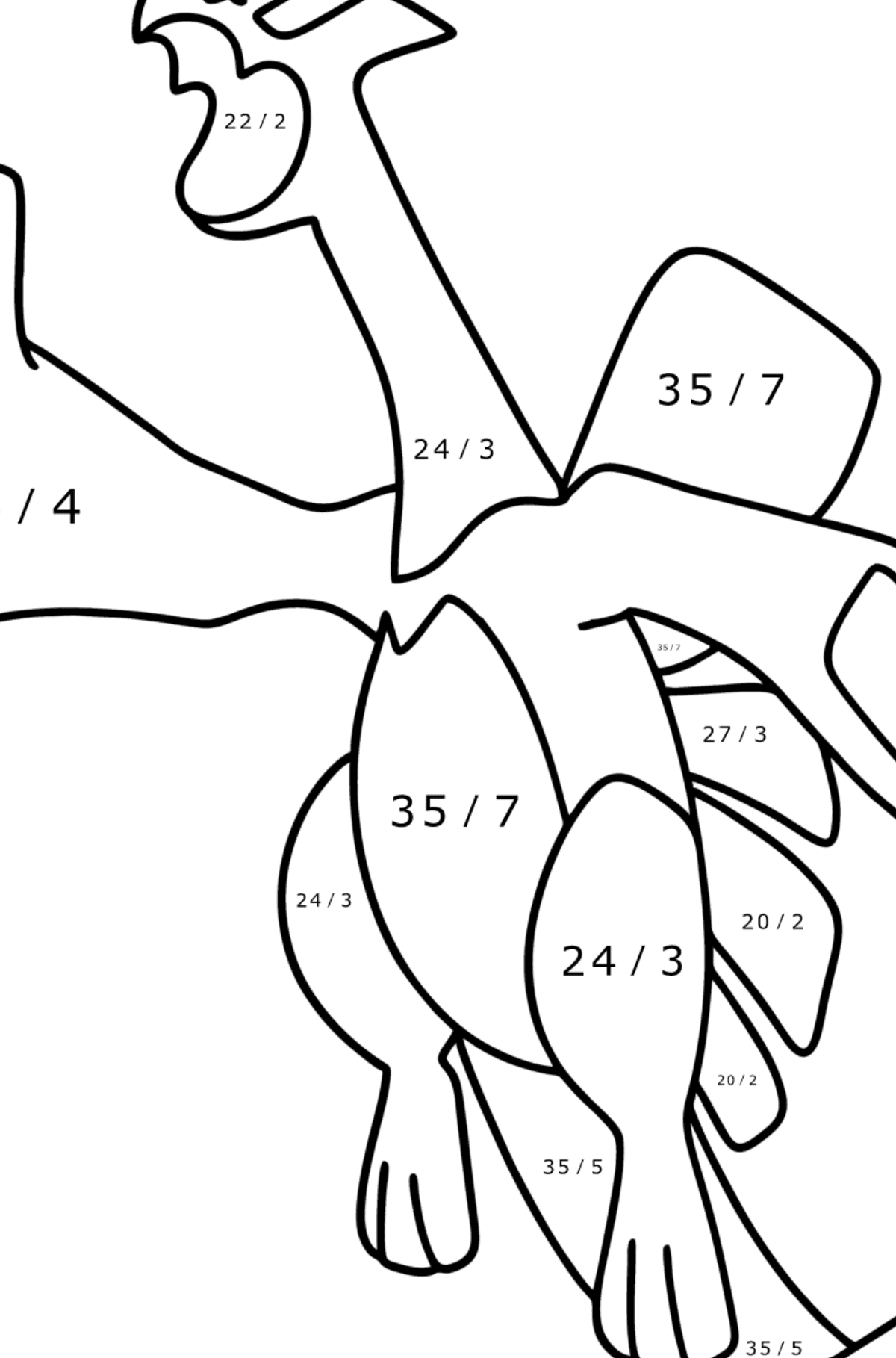 Coloring page Pokemon Go Lugia - Math Coloring - Division for Kids