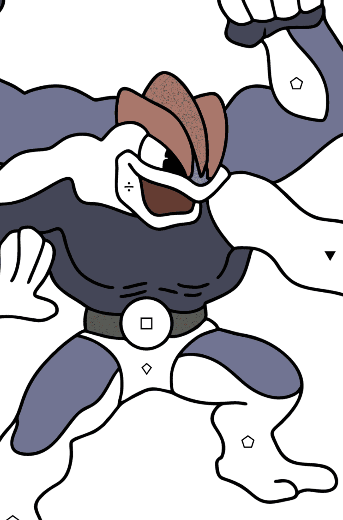 Coloring page Pokemon Go Machamp - Coloring by Symbols and Geometric Shapes for Kids