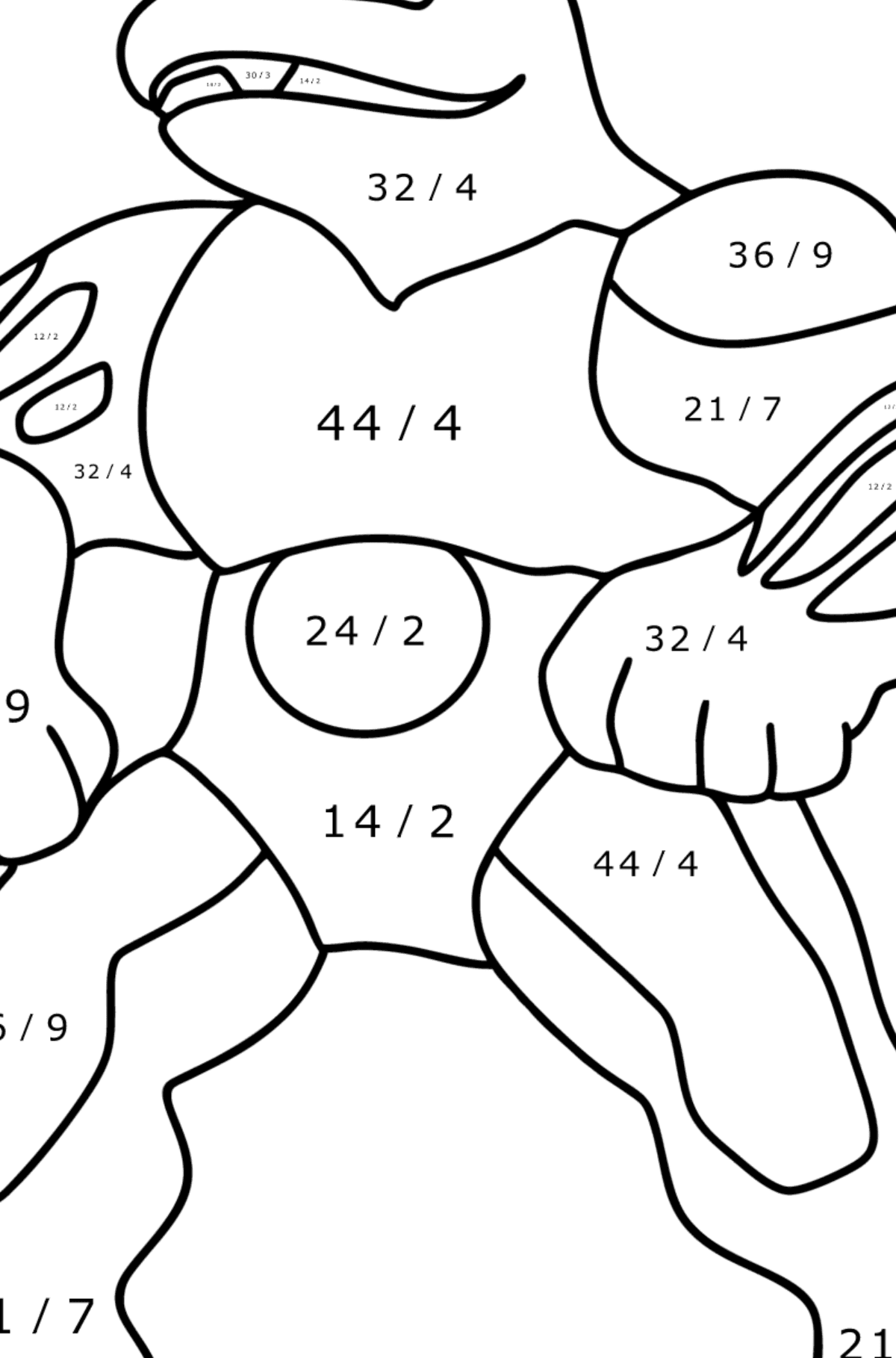 Coloring page Pokemon Go Machoke - Math Coloring - Division for Kids