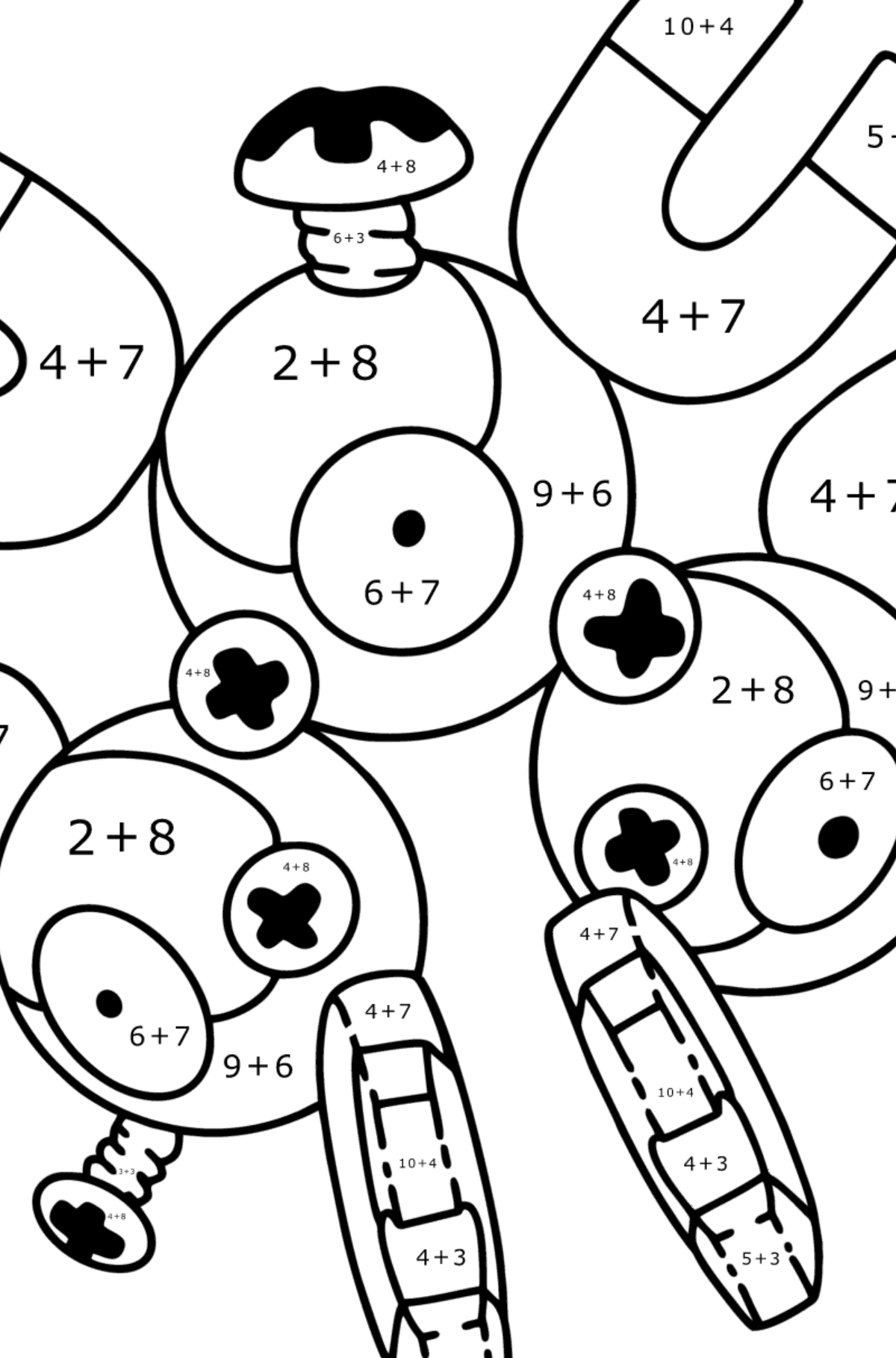 Coloring page Pokémon Go Magneton - Math Coloring - Addition for Kids