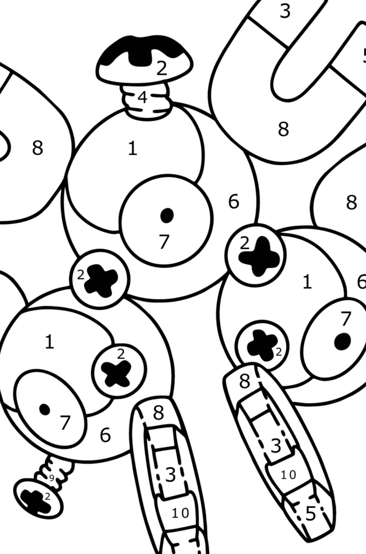 Coloring page Pokémon Go Magneton - Coloring by Numbers for Kids