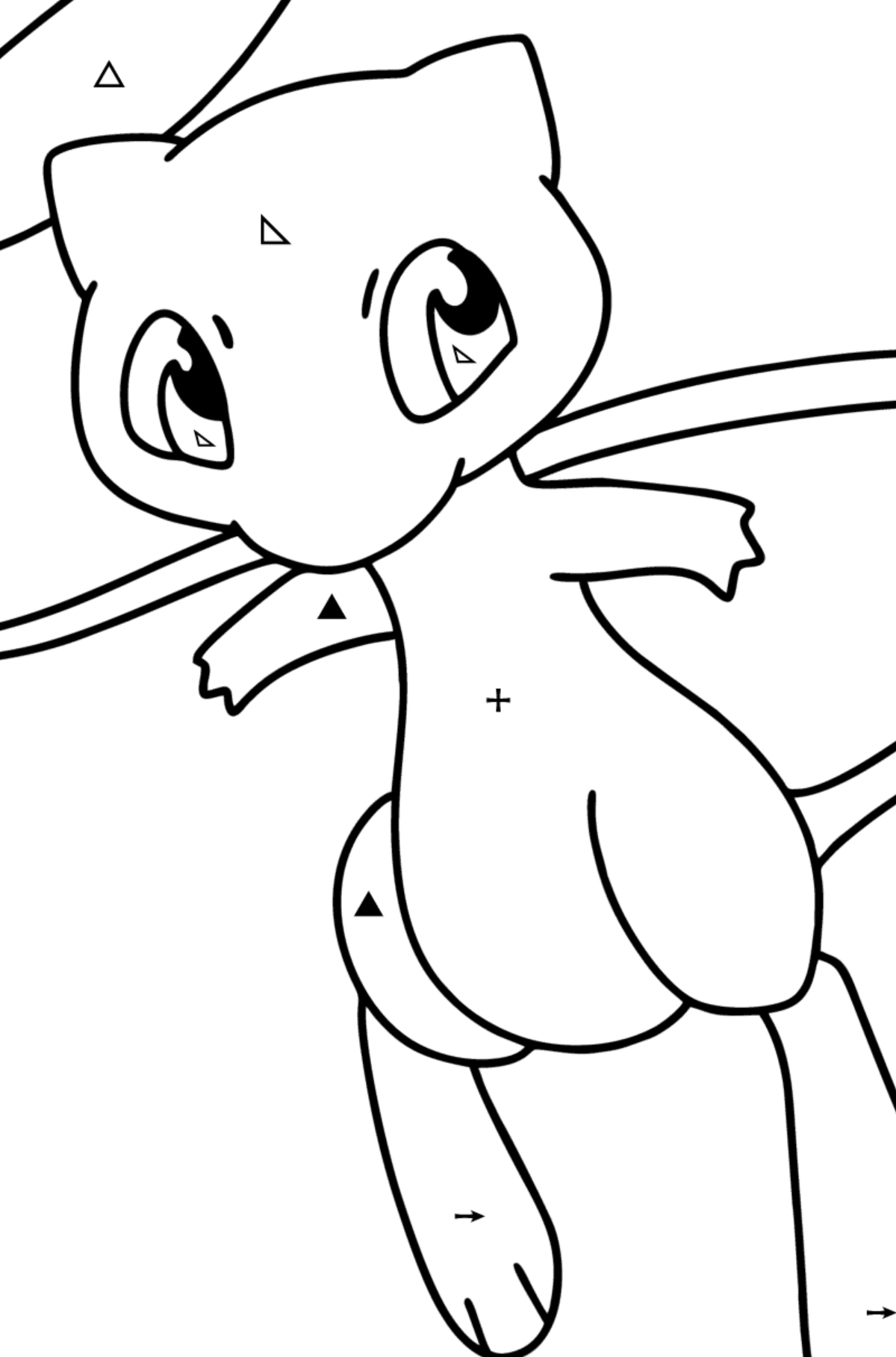 Ausmalbild Pokemon Go Mew - Ausmalen nach Symbolen für Kinder