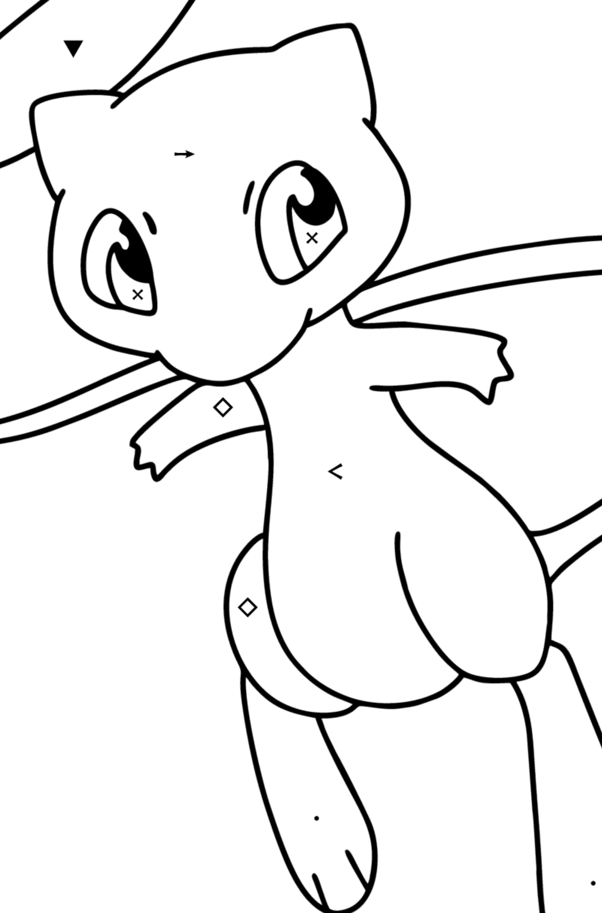 Ausmalbild Pokemon Go Mew - Ausmalen nach Symbolen für Kinder