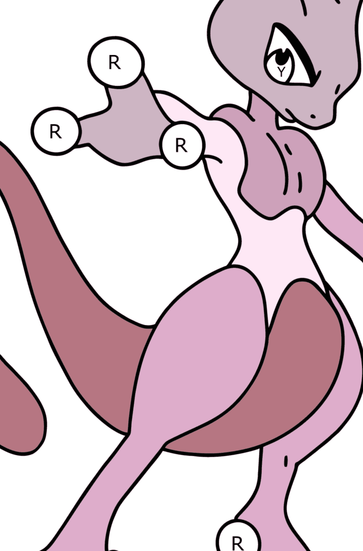 Coloring page Pokemon Go Mewtwo - Coloring by Letters for Kids