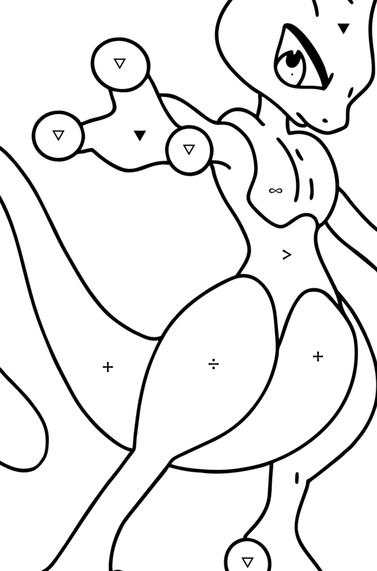 Coloring page Pokemon Go Mewtwo - Coloring by Symbols for Kids