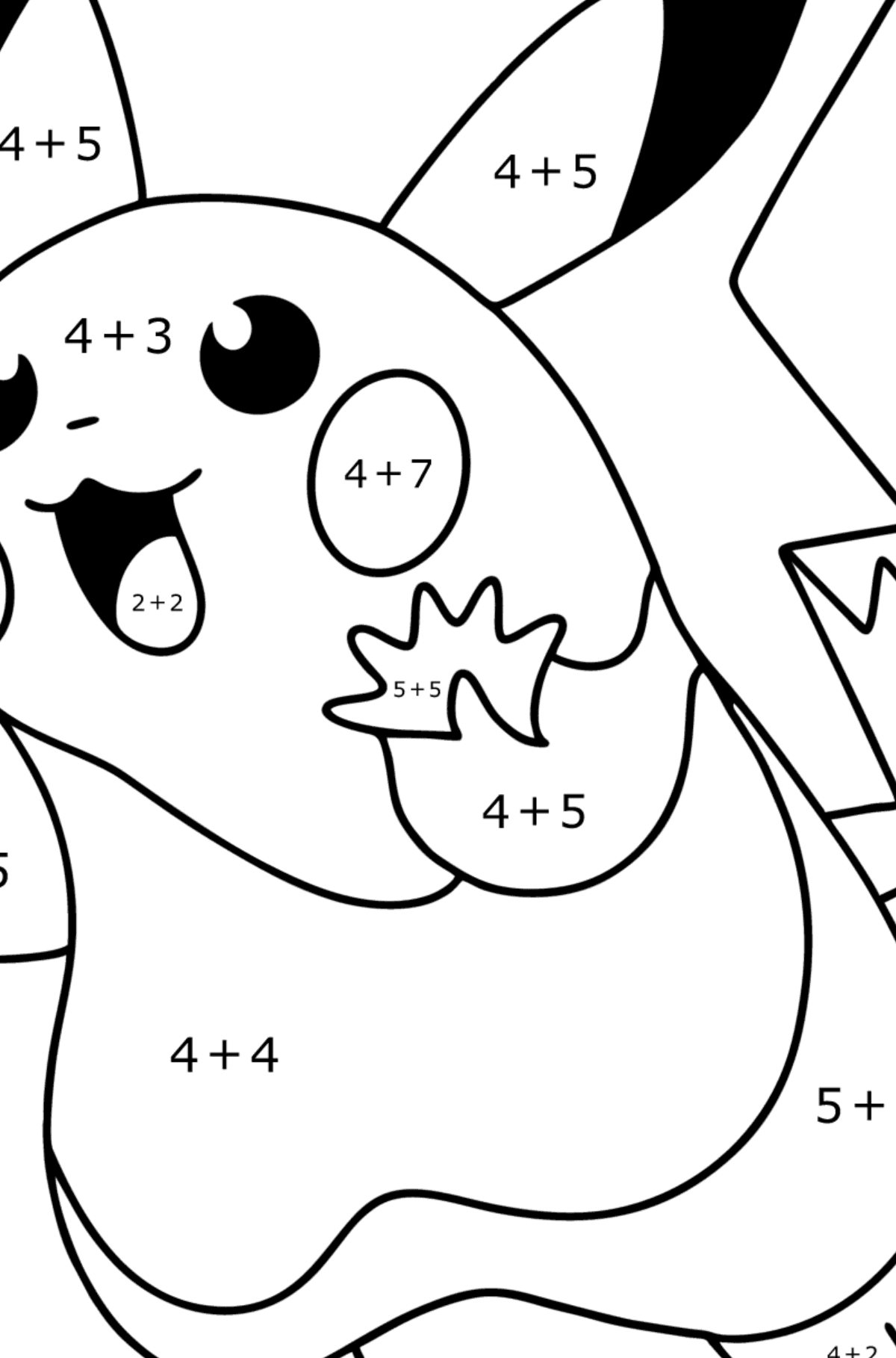 Coloring page Pokémon Go Picachu - Math Coloring - Addition for Kids