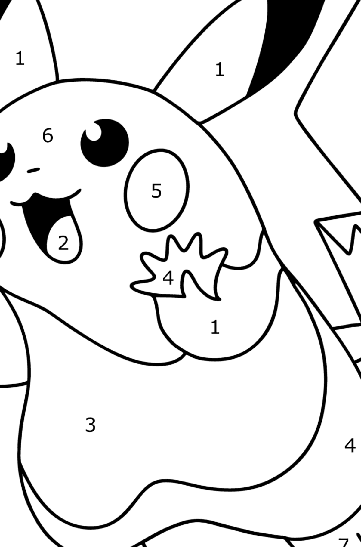 Coloring page Pokémon Go Picachu - Coloring by Numbers for Kids