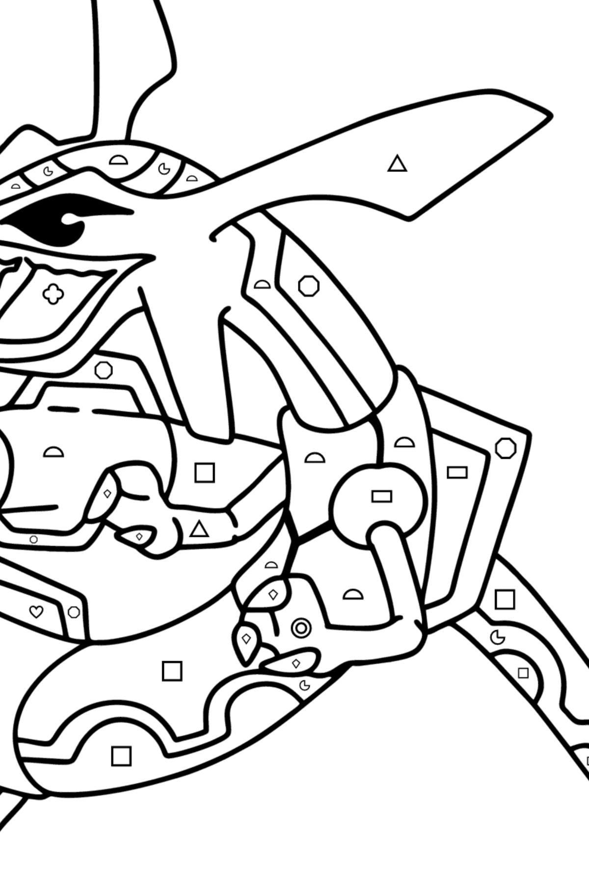 Coloring page Pokemon Go Rayquaza - Coloring by Geometric Shapes for Kids