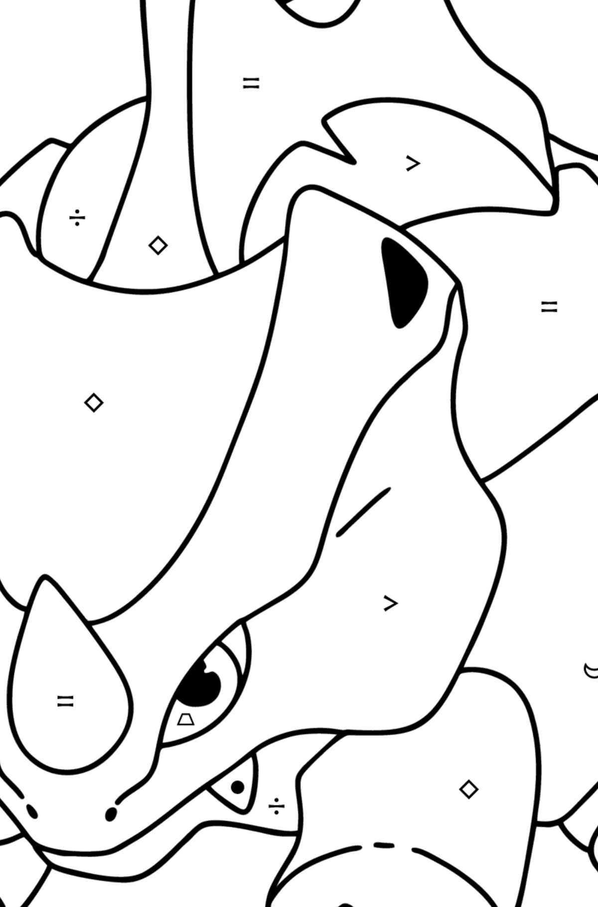 Coloring page Pokemon Go Rhyhorn - Coloring by Symbols and Geometric Shapes for Kids