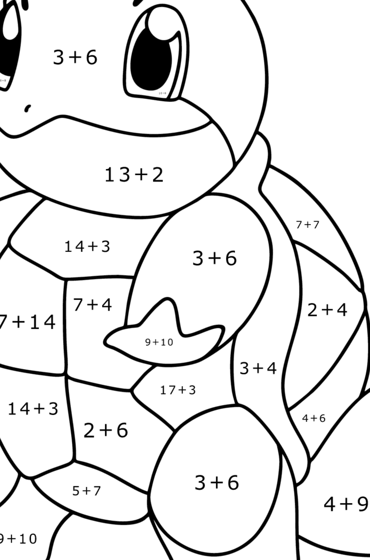 Coloring page Pokémon Go Squirtle - Math Coloring - Addition for Kids