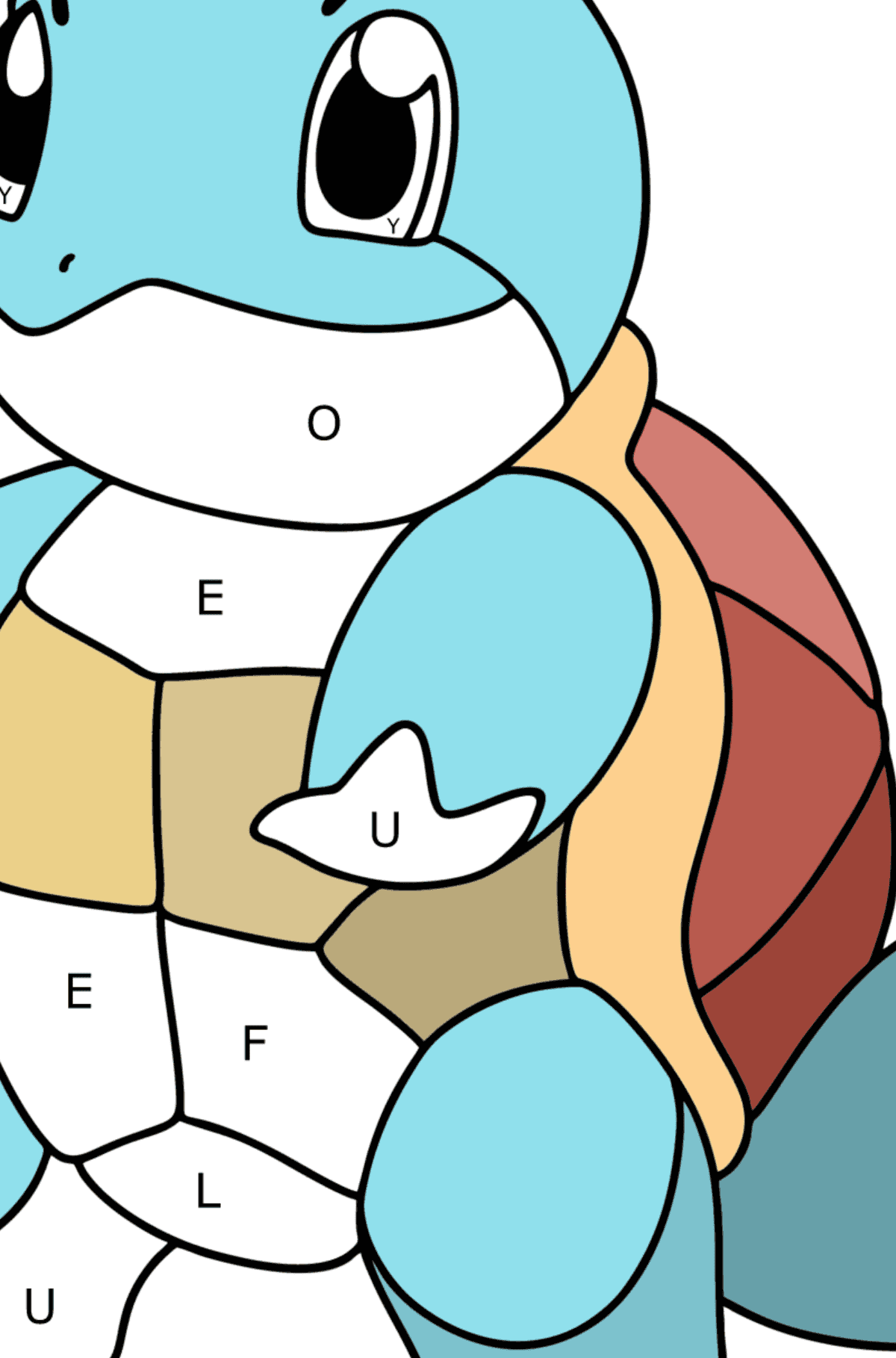 Boyama sayfası Pokémon Go Squirtle - Harflerle Boyama çocuklar için