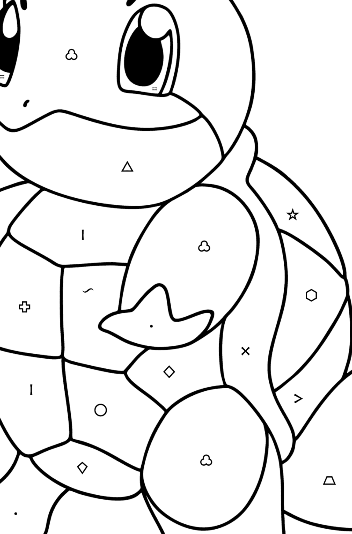 Coloring page Pokémon Go Squirtle - Coloring by Symbols and Geometric Shapes for Kids