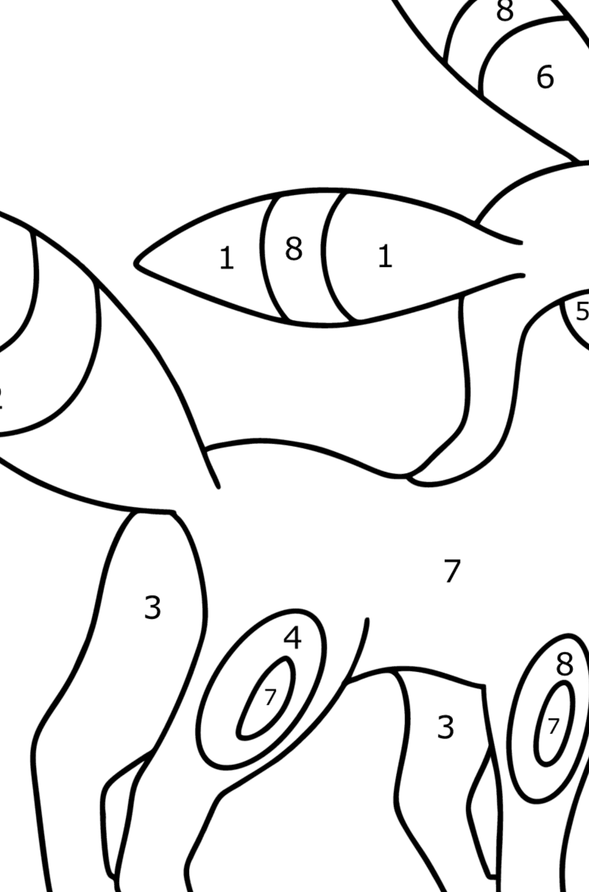 Coloring page Pokemon Go Umbreon - Coloring by Numbers for Kids