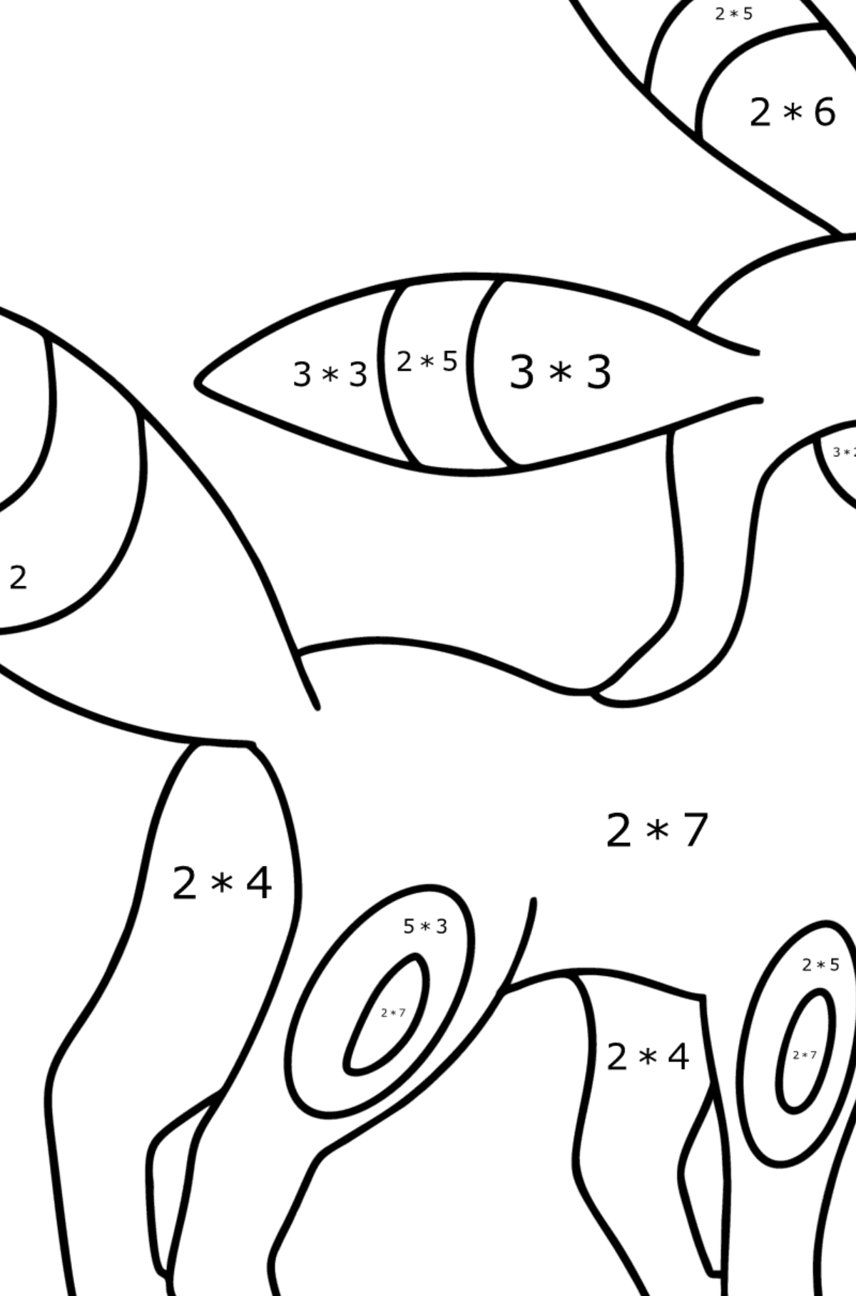 Ausmalbild Pokemon Go Umbreon - Mathe Ausmalbilder - Multiplikation für Kinder