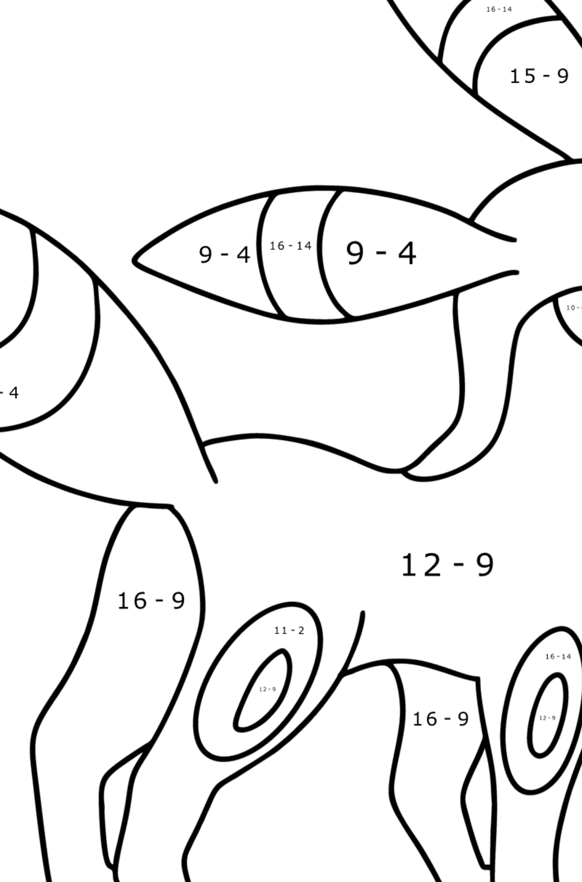Coloring page Pokemon Go Umbreon - Math Coloring - Subtraction for Kids