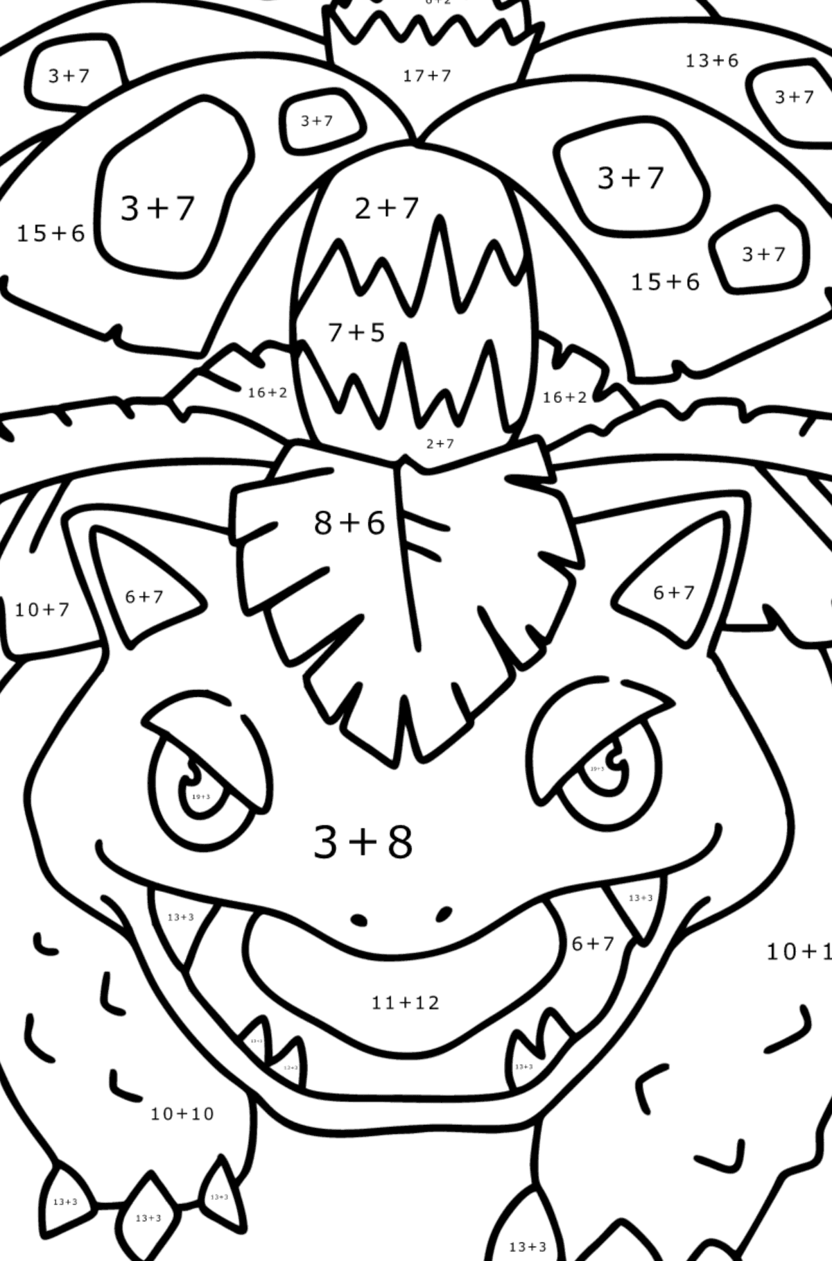 Coloring page Pokémon Go Venusaur - Math Coloring - Addition for Kids