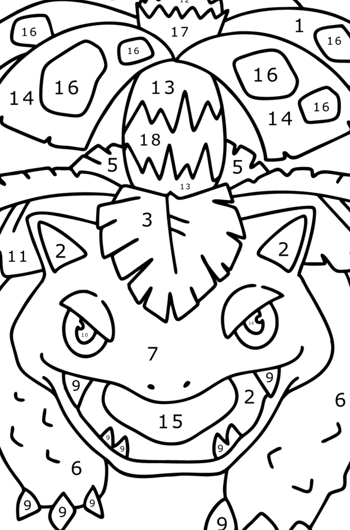 Coloring page Pokémon Go Venusaur - Coloring by Numbers for Kids