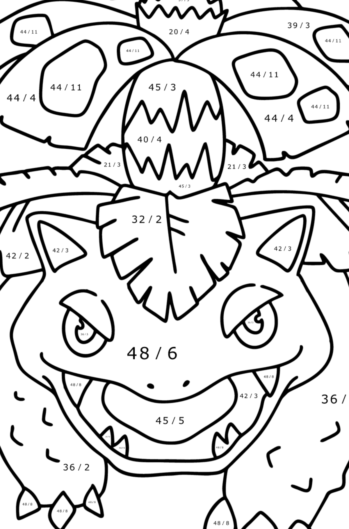 Coloring page Pokémon Go Venusaur - Math Coloring - Division for Kids