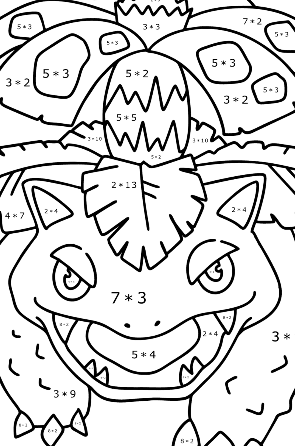 Coloriage Pokémon Go Venusaur - Coloriage Magique Multiplication pour les Enfants