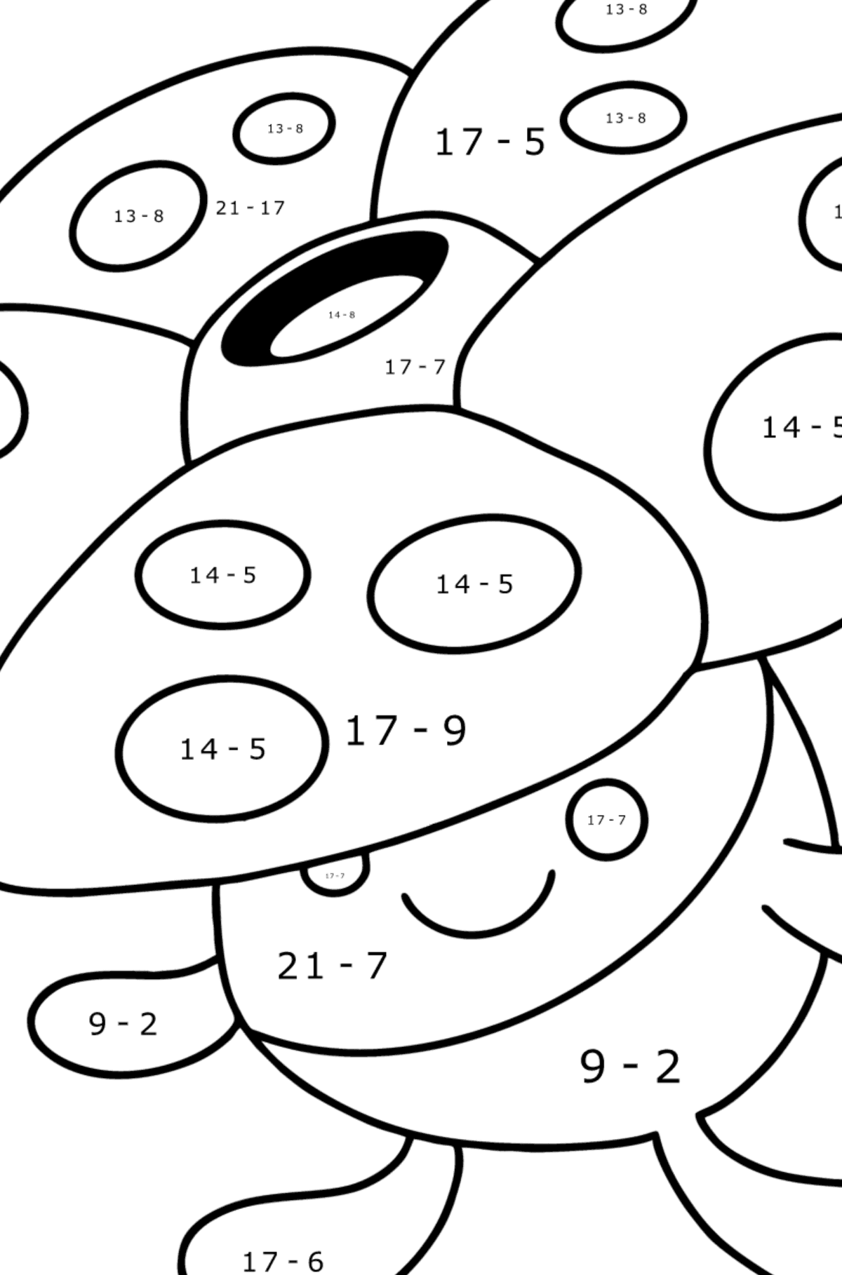 Coloring page Pokémon Go Vileplume - Math Coloring - Subtraction for Kids