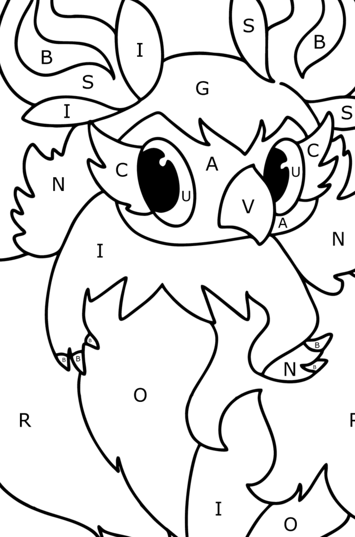 Colouring page Pokémon X and Y Aromatisse - Coloring by Letters for Kids