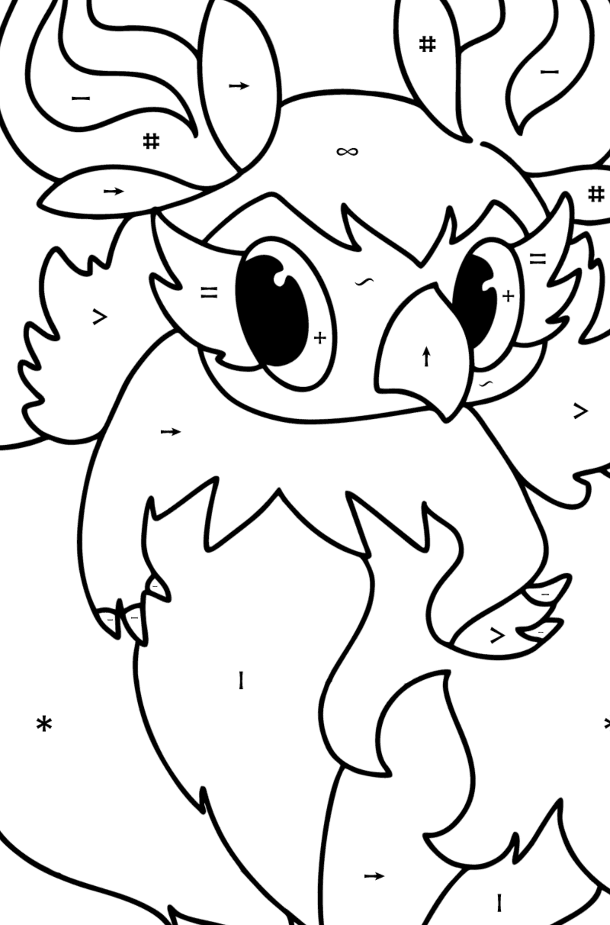 Colouring page Pokémon X and Y Aromatisse - Coloring by Symbols for Kids