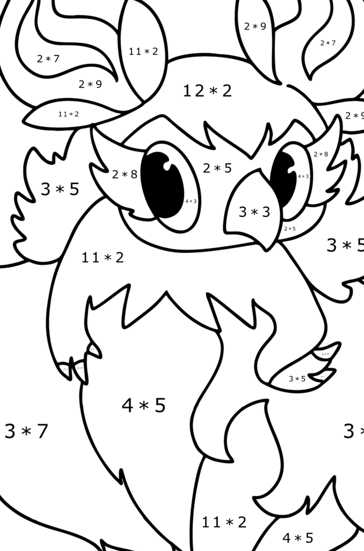 Målarbild Pokémon XY Aromatisse - Matematik Färgläggning - Multiplikation För barn