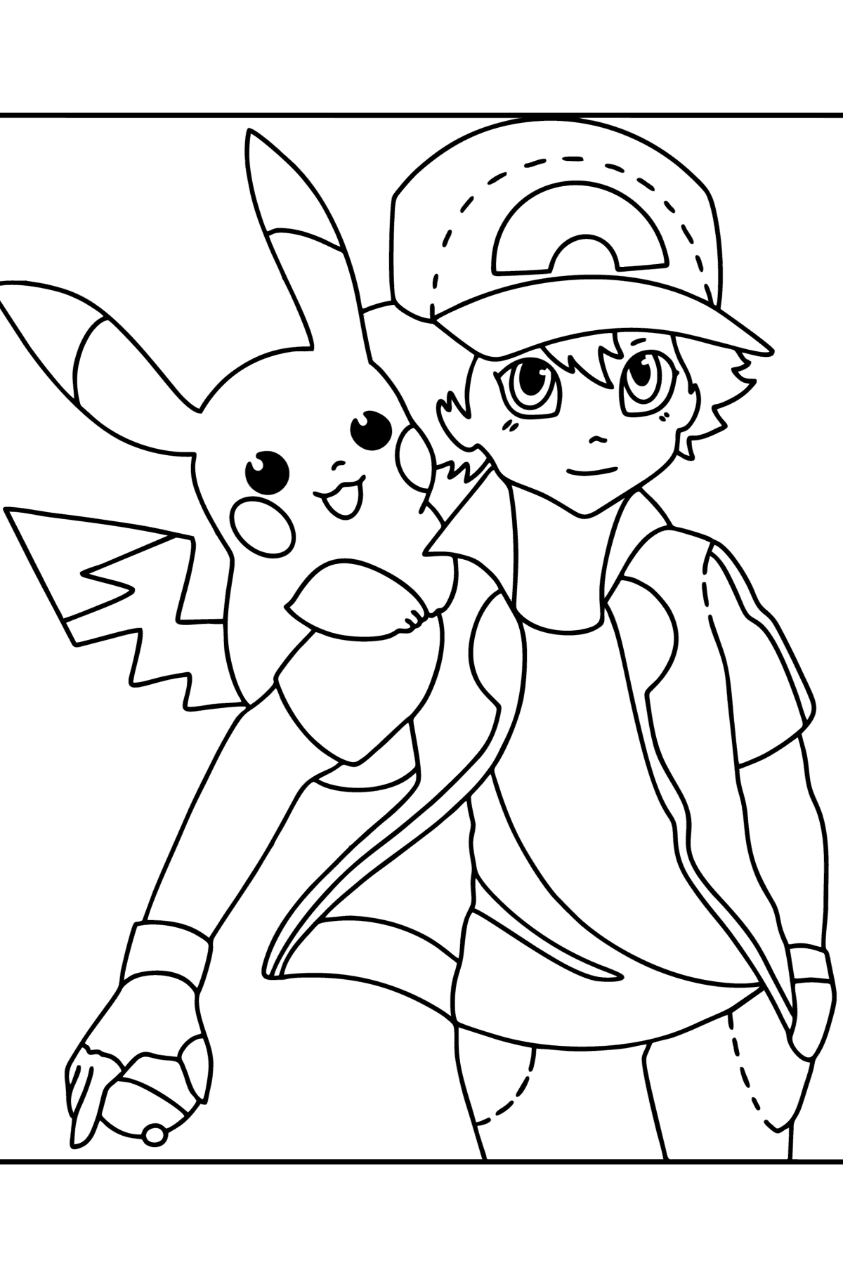 Tegning til fargelegging Pokémon XY Ash Ketchum - Tegninger til fargelegging for barn