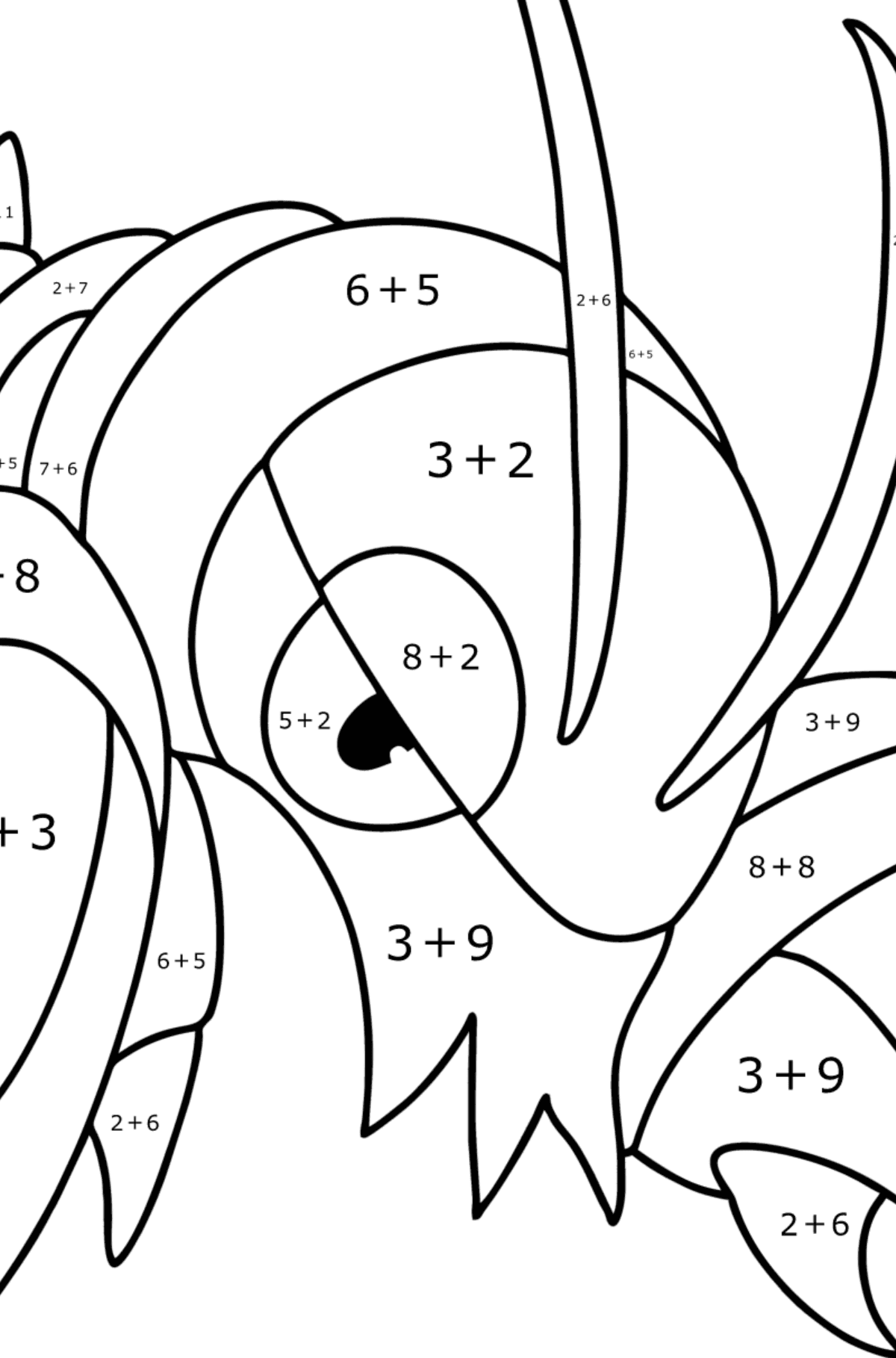 Colouring page Pokémon X and Y Clauncher - Math Coloring - Addition for Kids