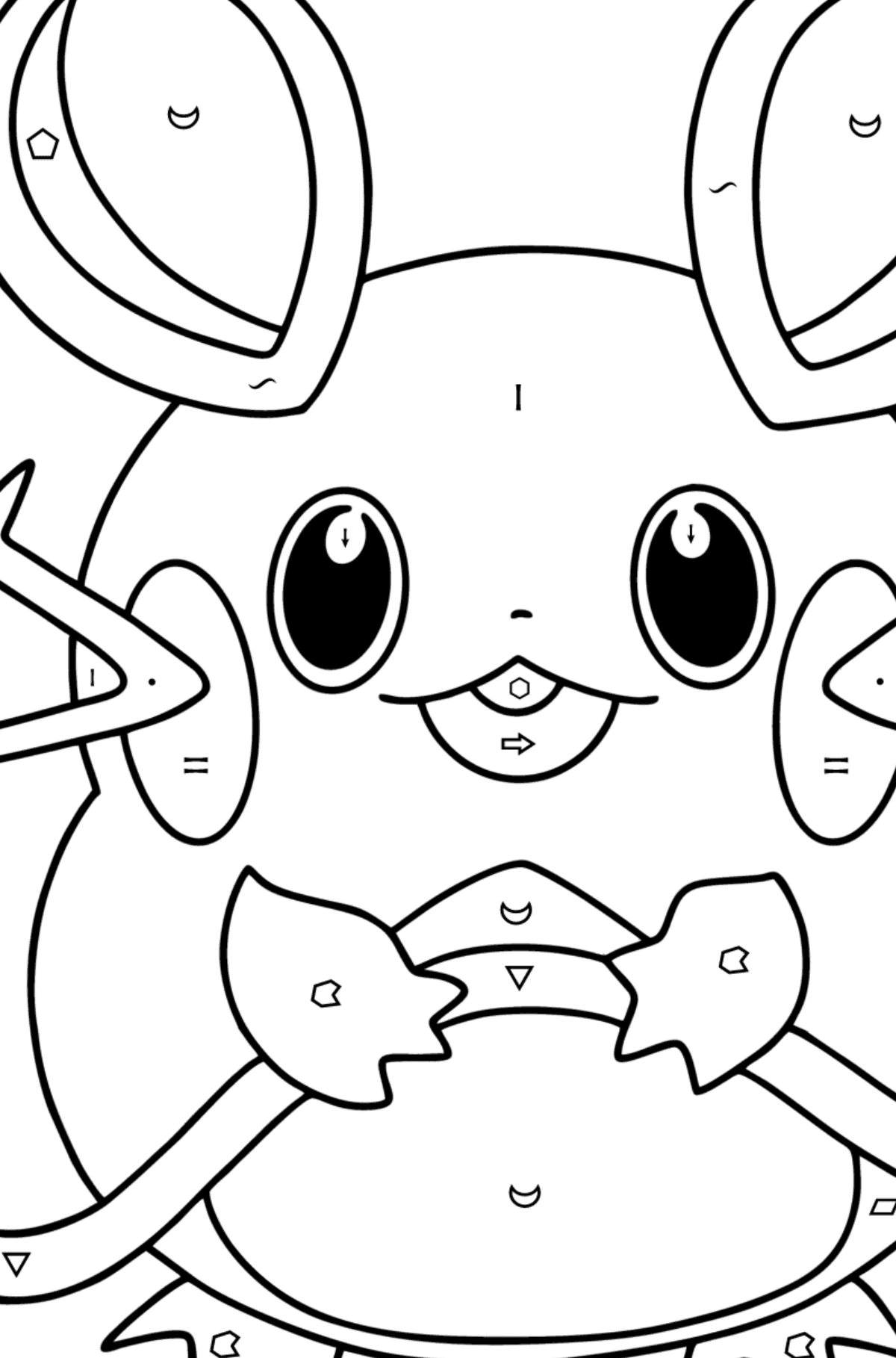 Colouring page Pokémon X and Y Dedenne - Coloring by Symbols and Geometric Shapes for Kids