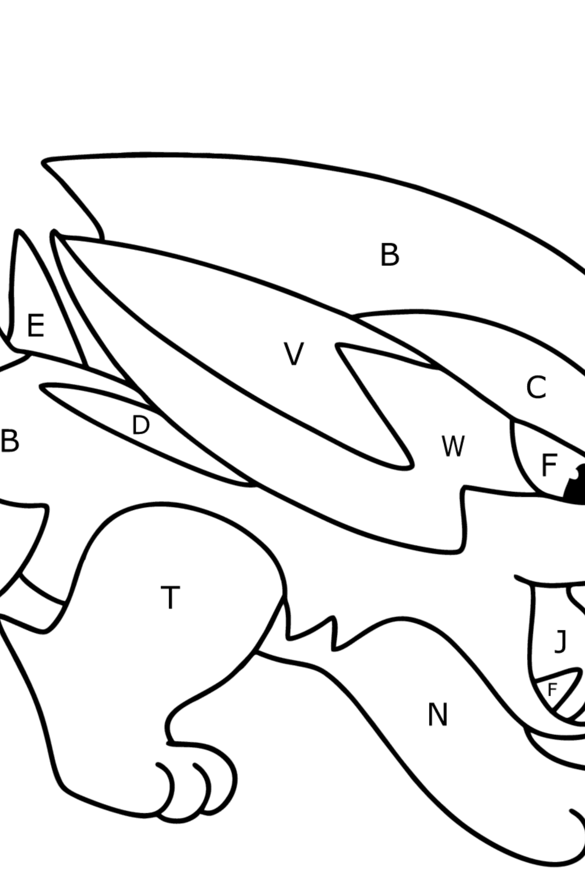 Colouring page Pokémon X and Y Electrike - Coloring by Letters for Kids