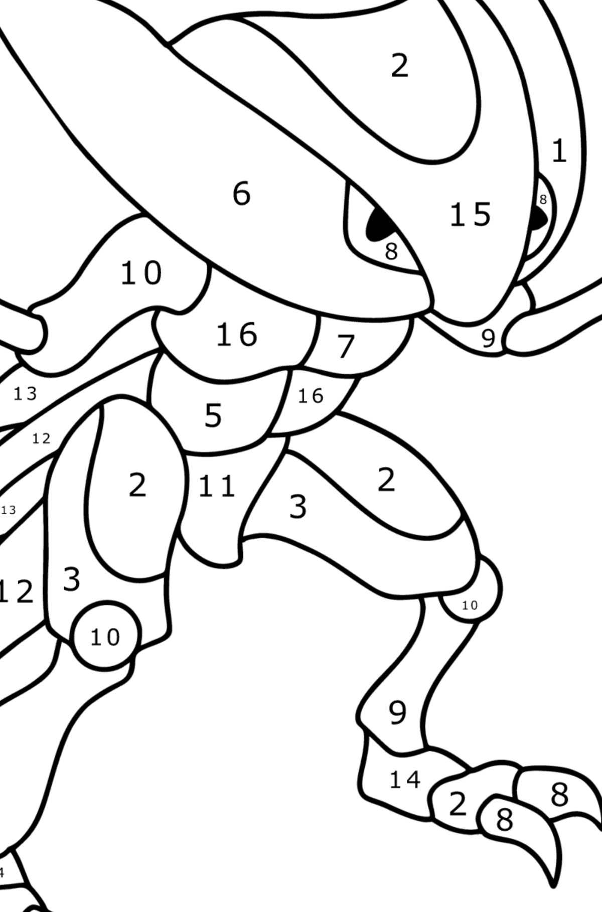Dibujo de Pokémon XY Kabutops para colorear - Colorear por Números para Niños