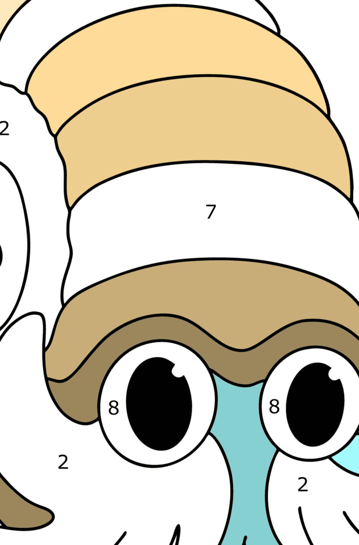 Ausmalbild Omanyte - Malen nach Zahlen für Kinder