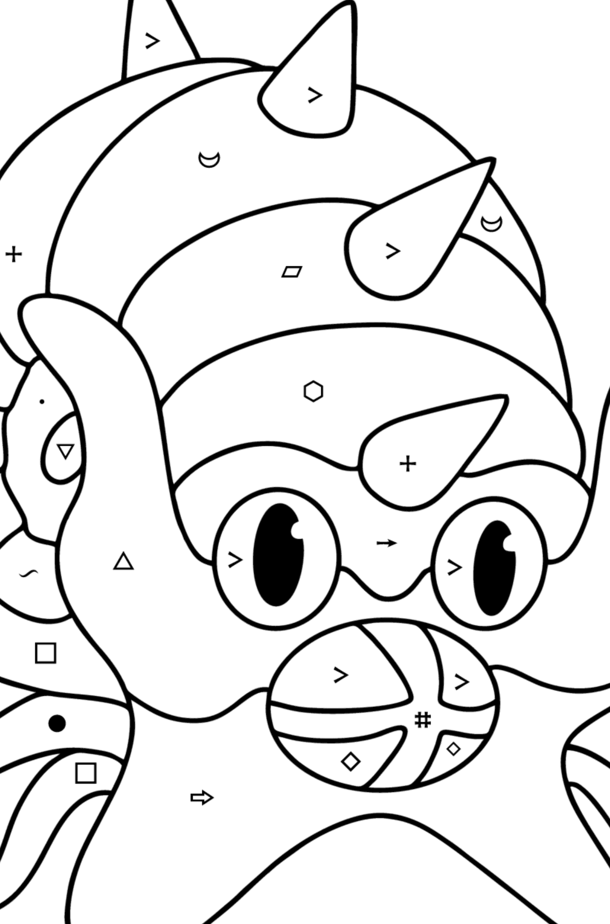 Boyama sayfası Pokémon XY Omastar - Sembollere ve Geometrik Şekillerle Boyama çocuklar için