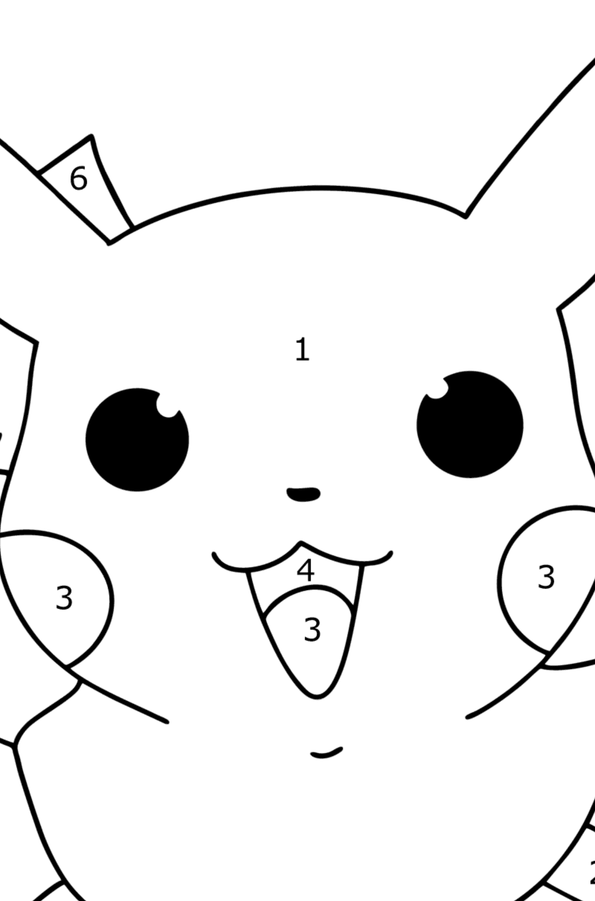 Раскраска Покемон XY Pikachu - По Номерам для Детей