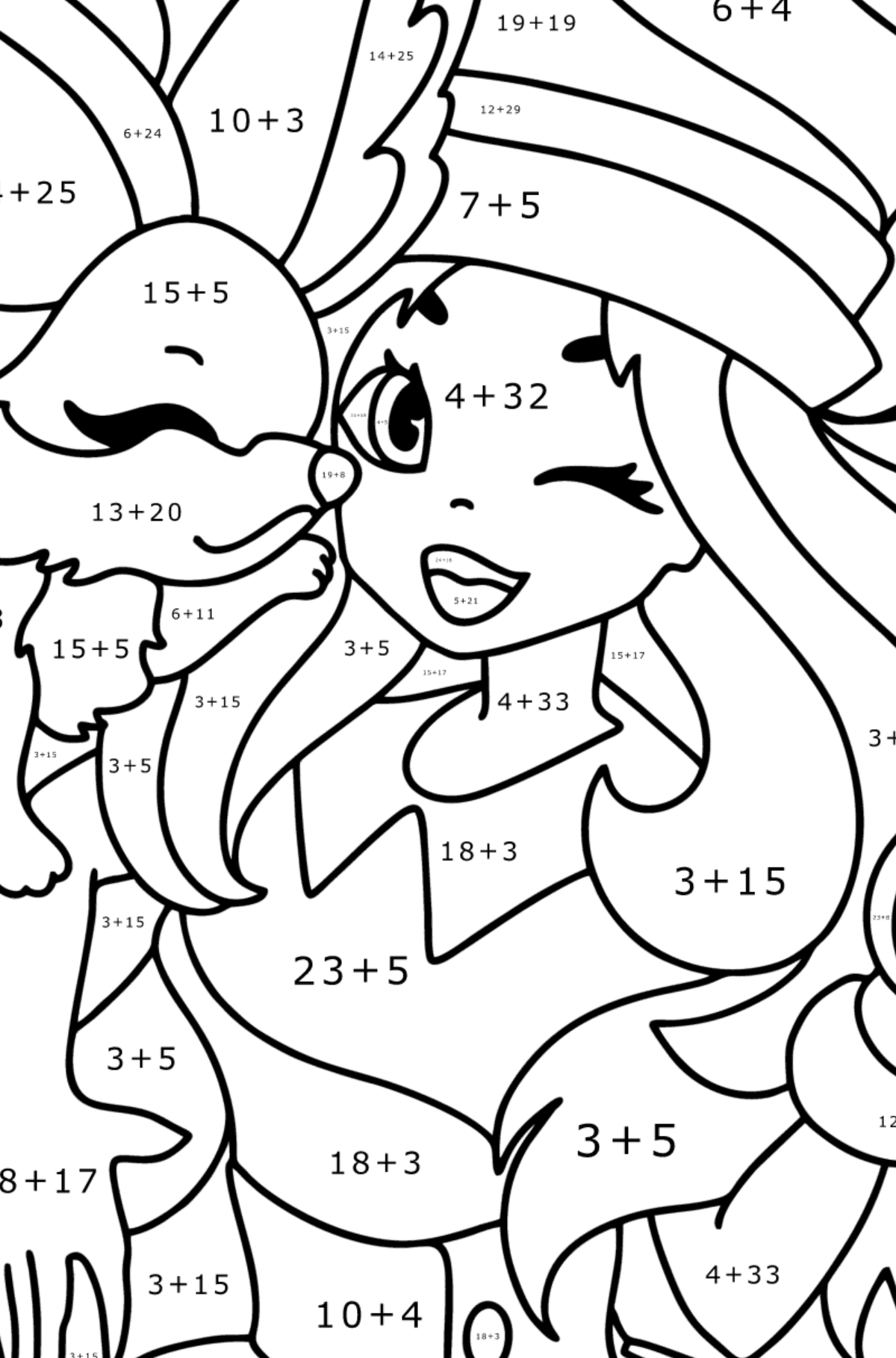 Colouring page Pokémon X and Y Serena - Math Coloring - Addition for Kids