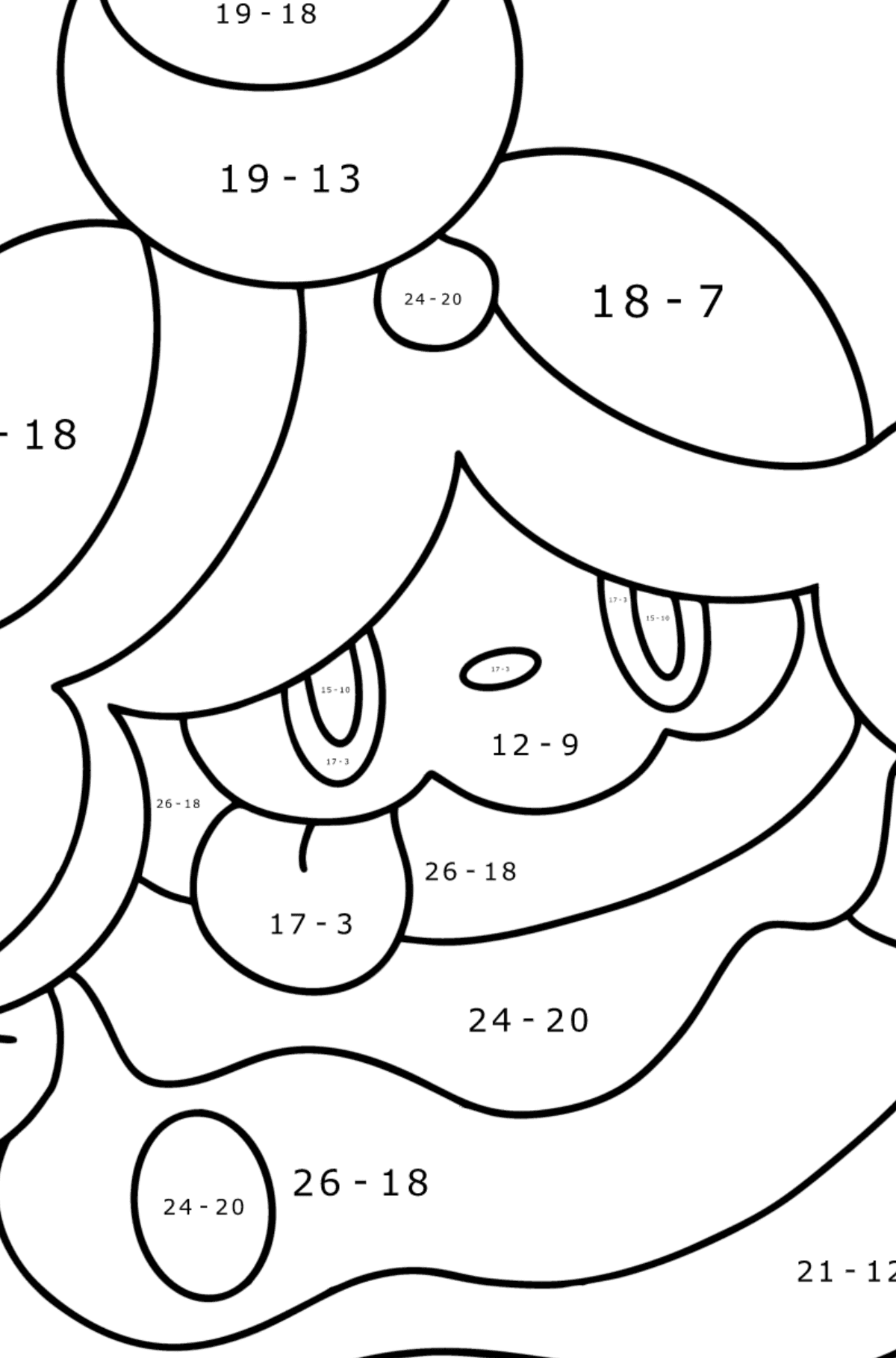 Tegning til fargelegging Pokémon XY Slurpuff - Matematisk fargeleggingsside - trekking for barn