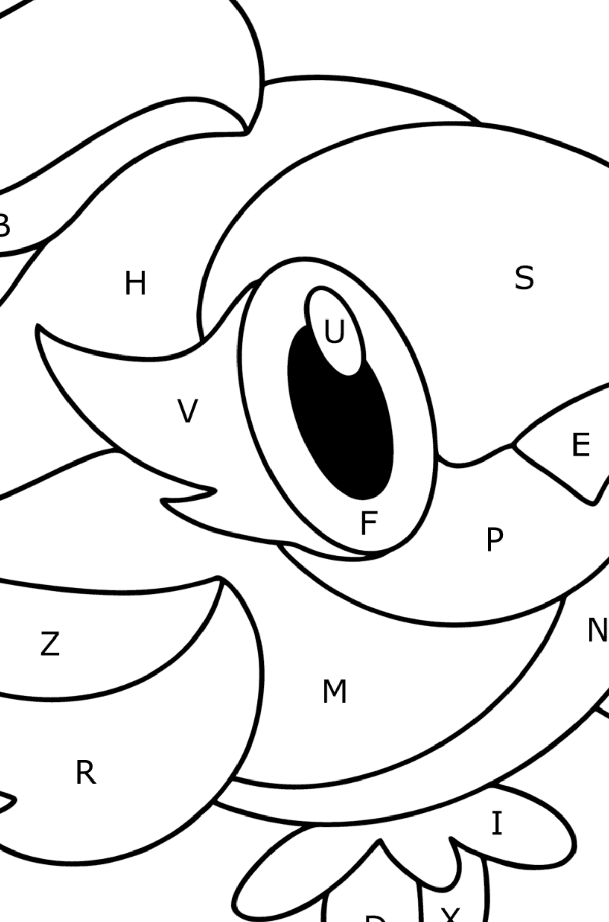 Dibujo de Pokémon XY Spritzee para colorear - Colorear por Letras para Niños