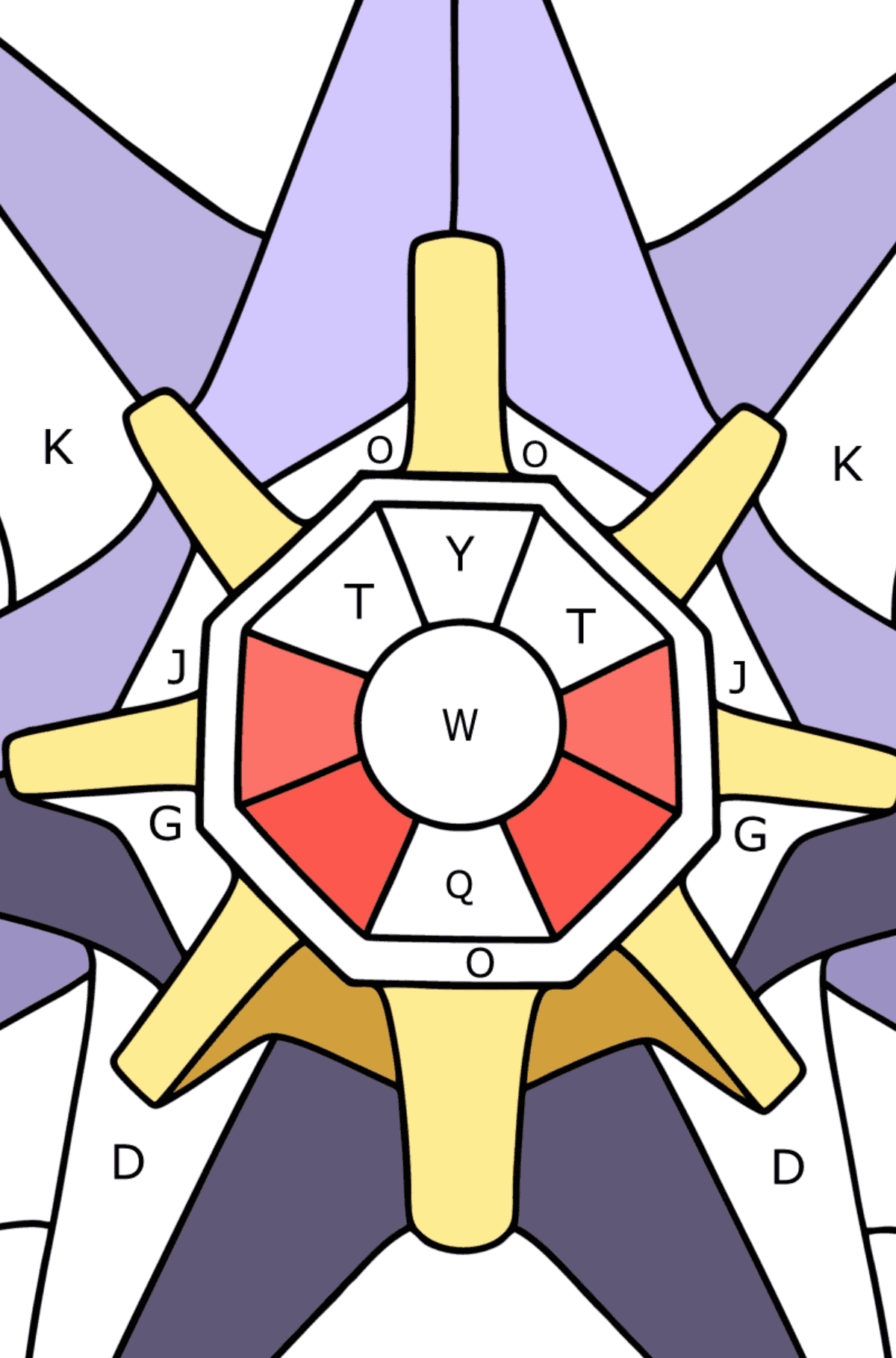 Colouring page Pokémon X and Y Starmie - Coloring by Letters for Kids