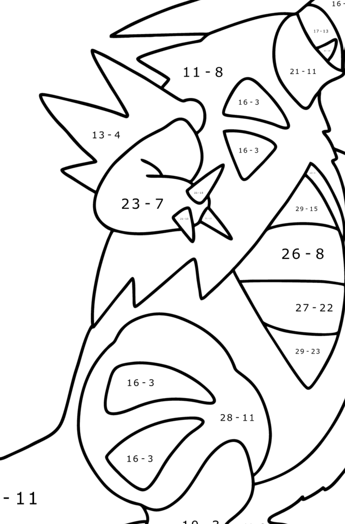 Tegning til fargelegging Pokémon XY Tyranitar - Matematisk fargeleggingsside - trekking for barn