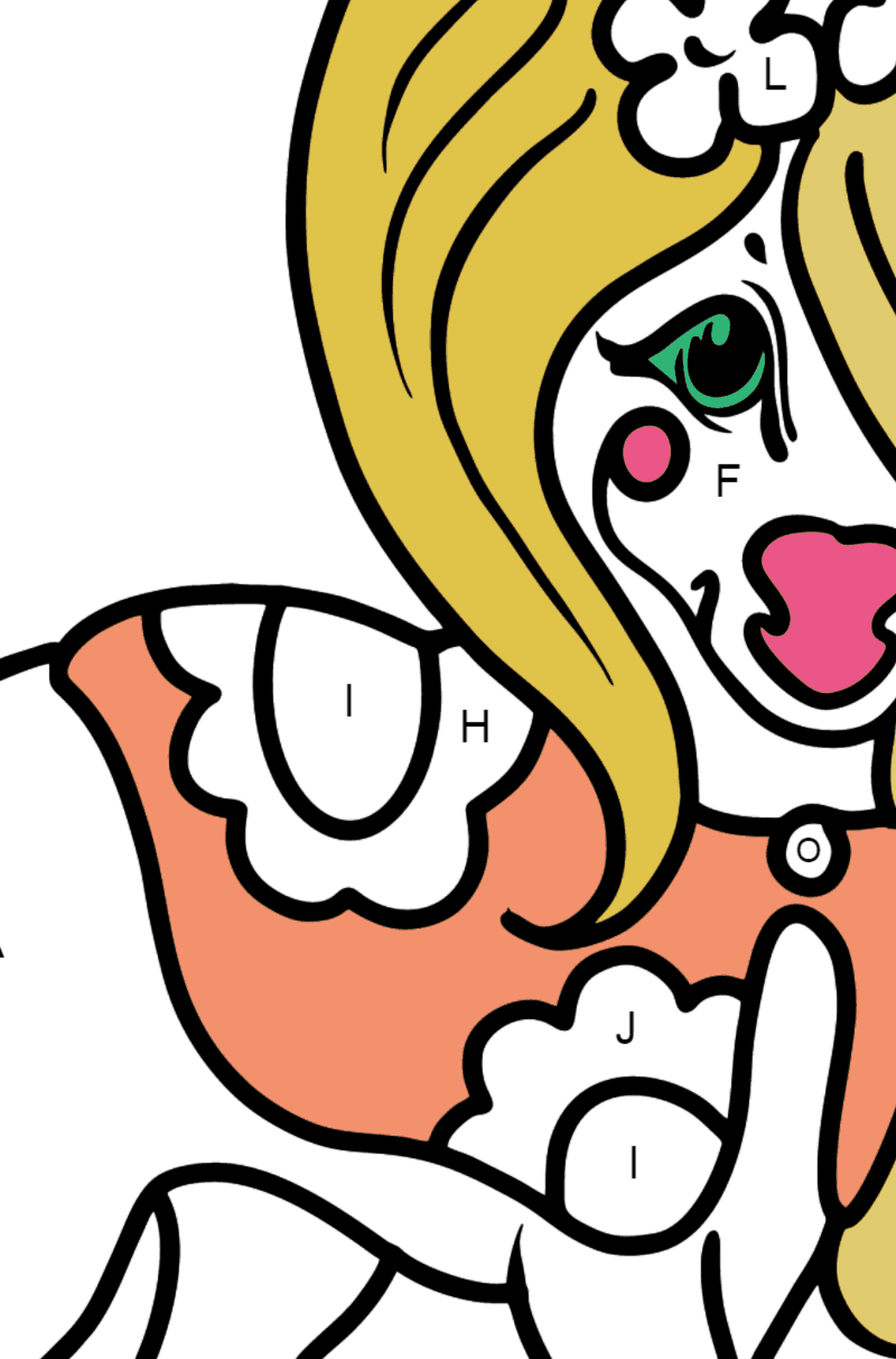 Ausmalbild Schönes Pony - Ausmalen nach Buchstaben für Kinder