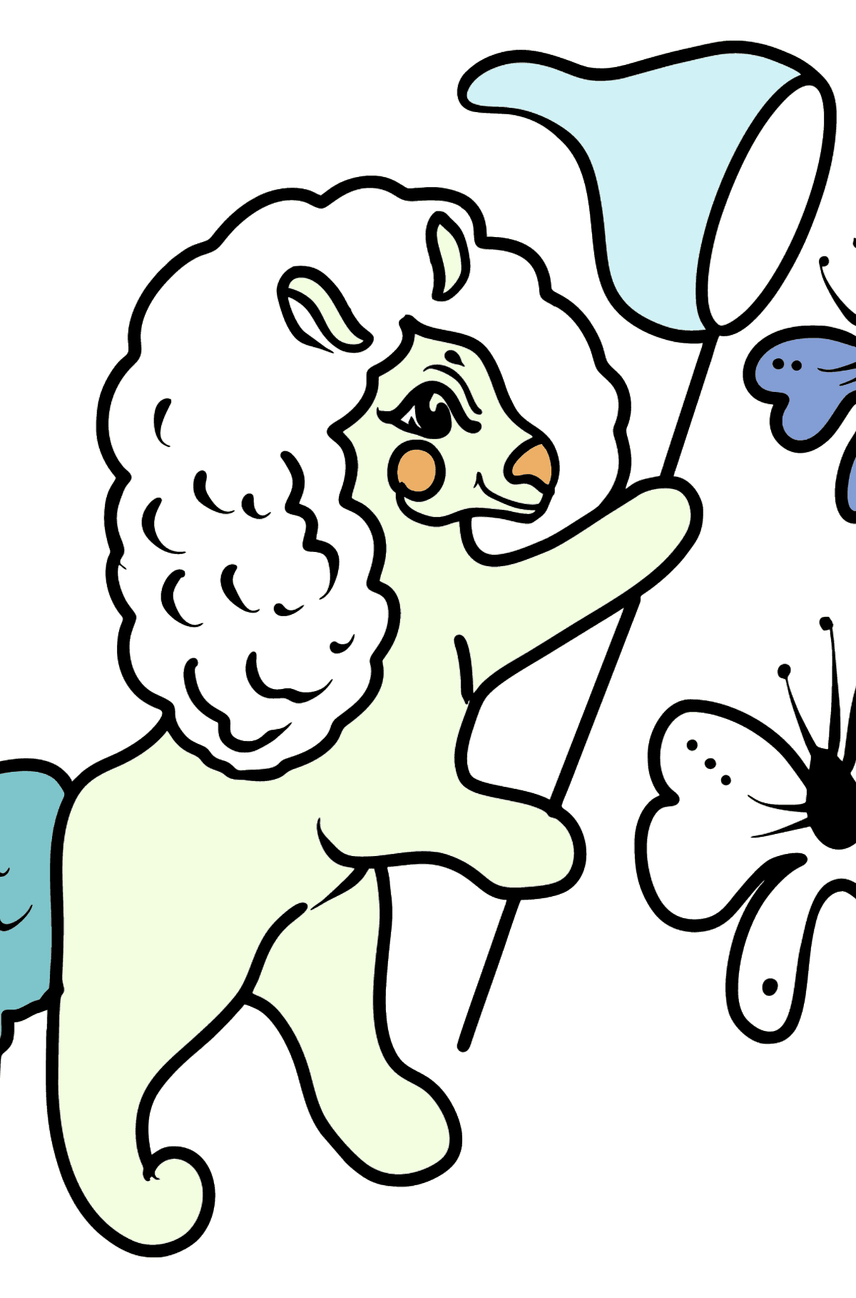 Disegno di Pony a caccia di farfalle da colorare - Disegni da colorare per bambini