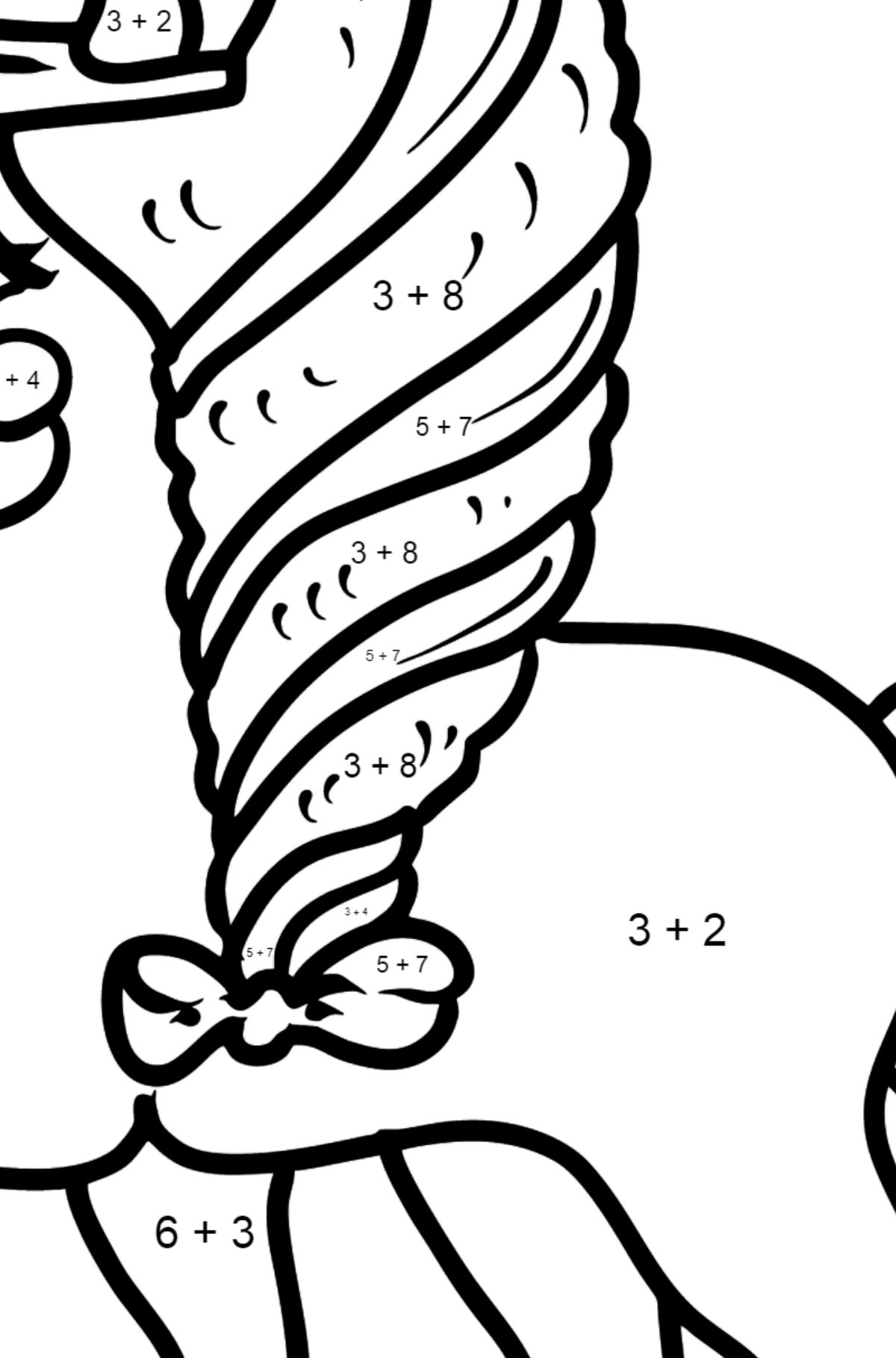Pony Fashionista coloring page - Math Coloring - Addition for Kids