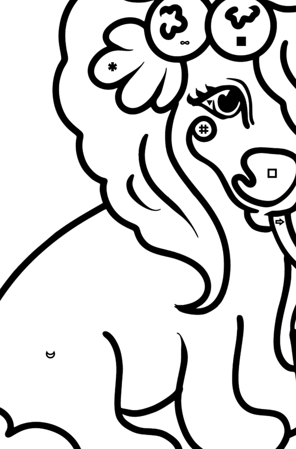 Kolorowanka Holly Pony - Kolorowanie według symboli i figur geometrycznych dla dzieci