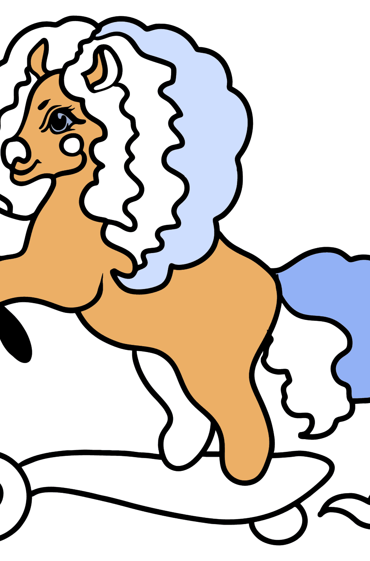 Dibujo para colorear - Pony en scooter - Dibujos para Colorear para Niños