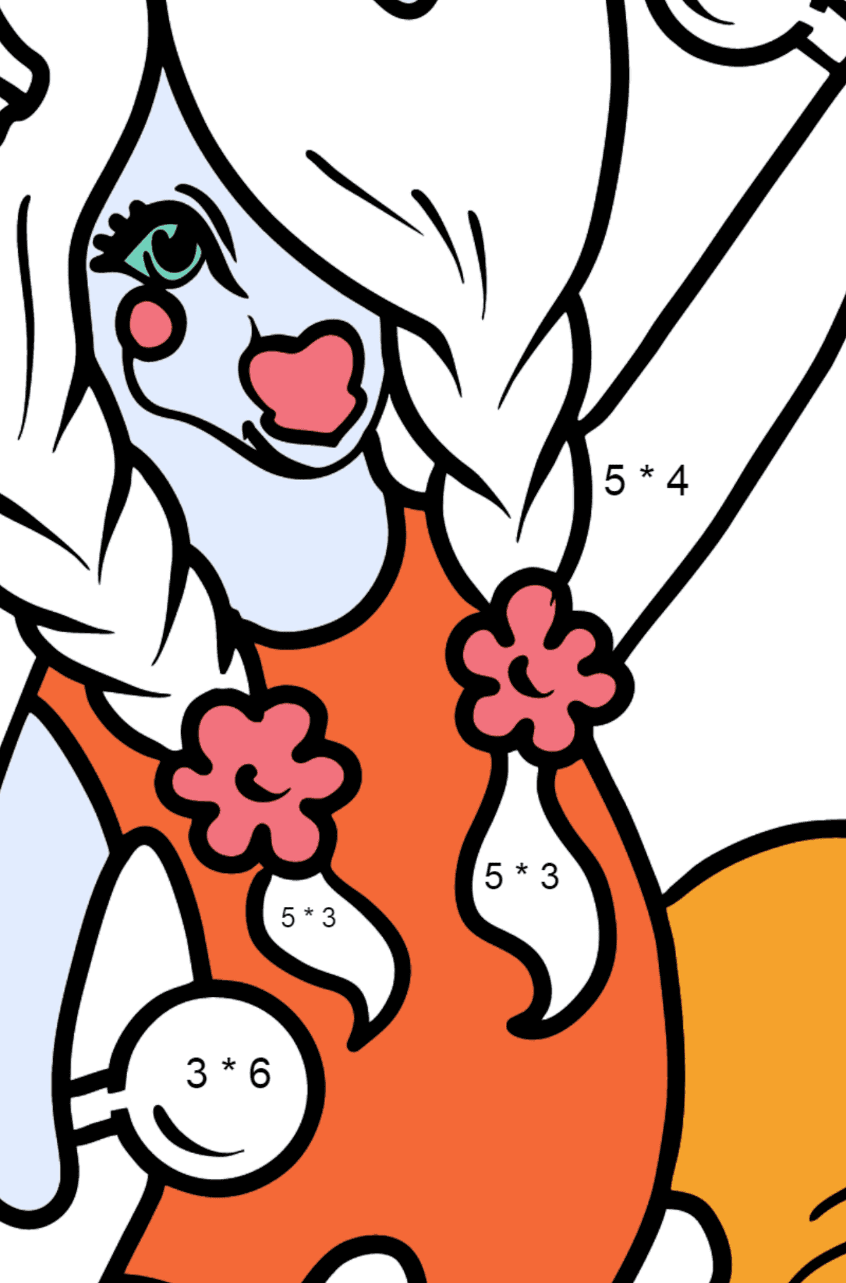 Pony Sportswoman coloring page - Math Coloring - Multiplication for Kids