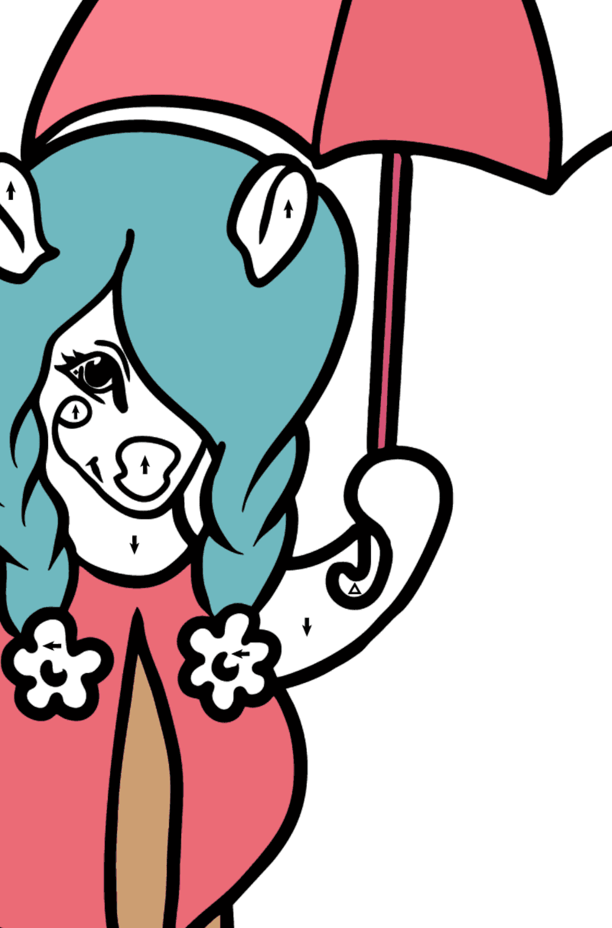 Pony Thibault coloring page - Coloring by Symbols for Kids