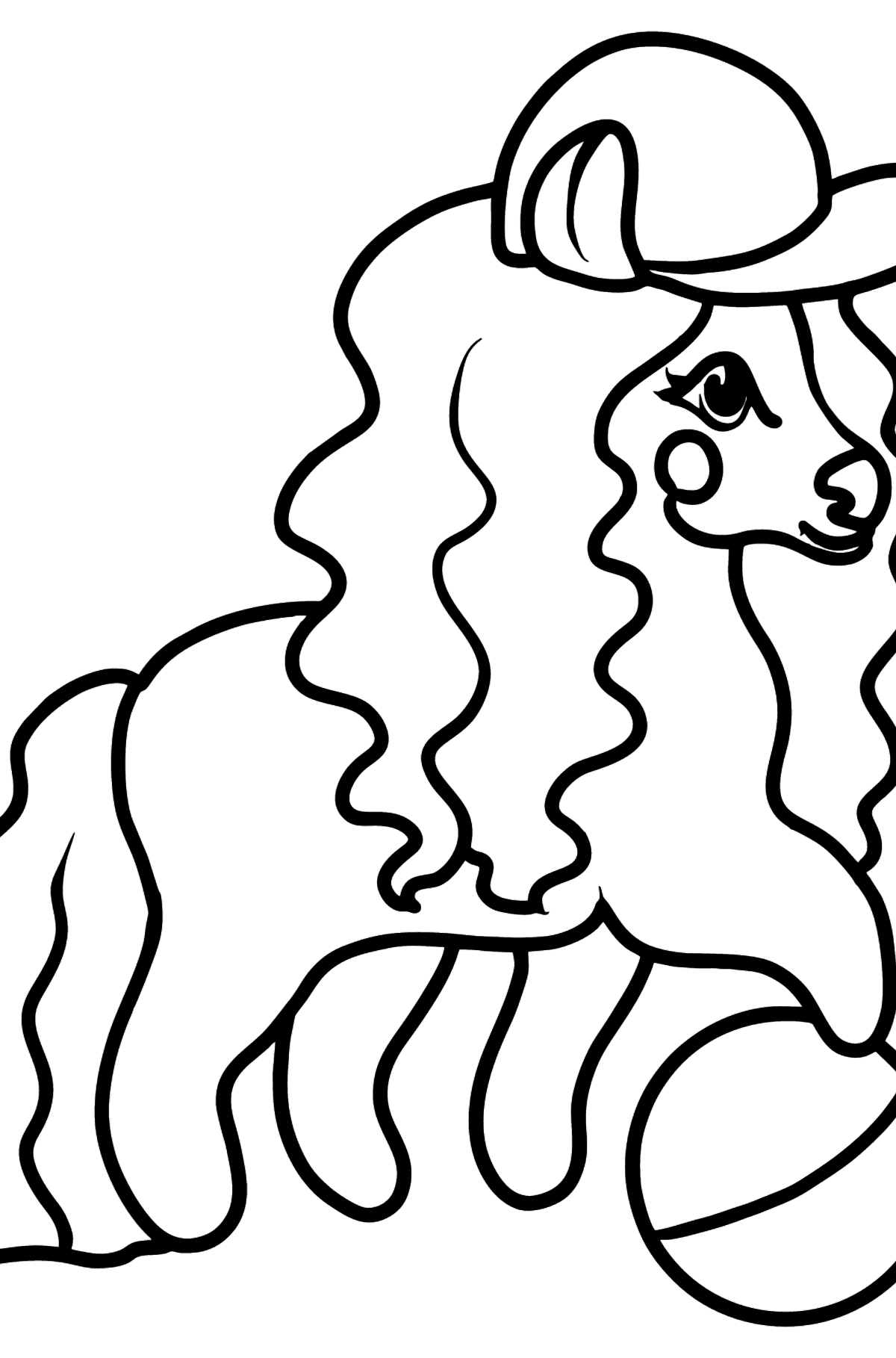 Disegno di Pony con palla da colorare - Disegni da colorare per bambini